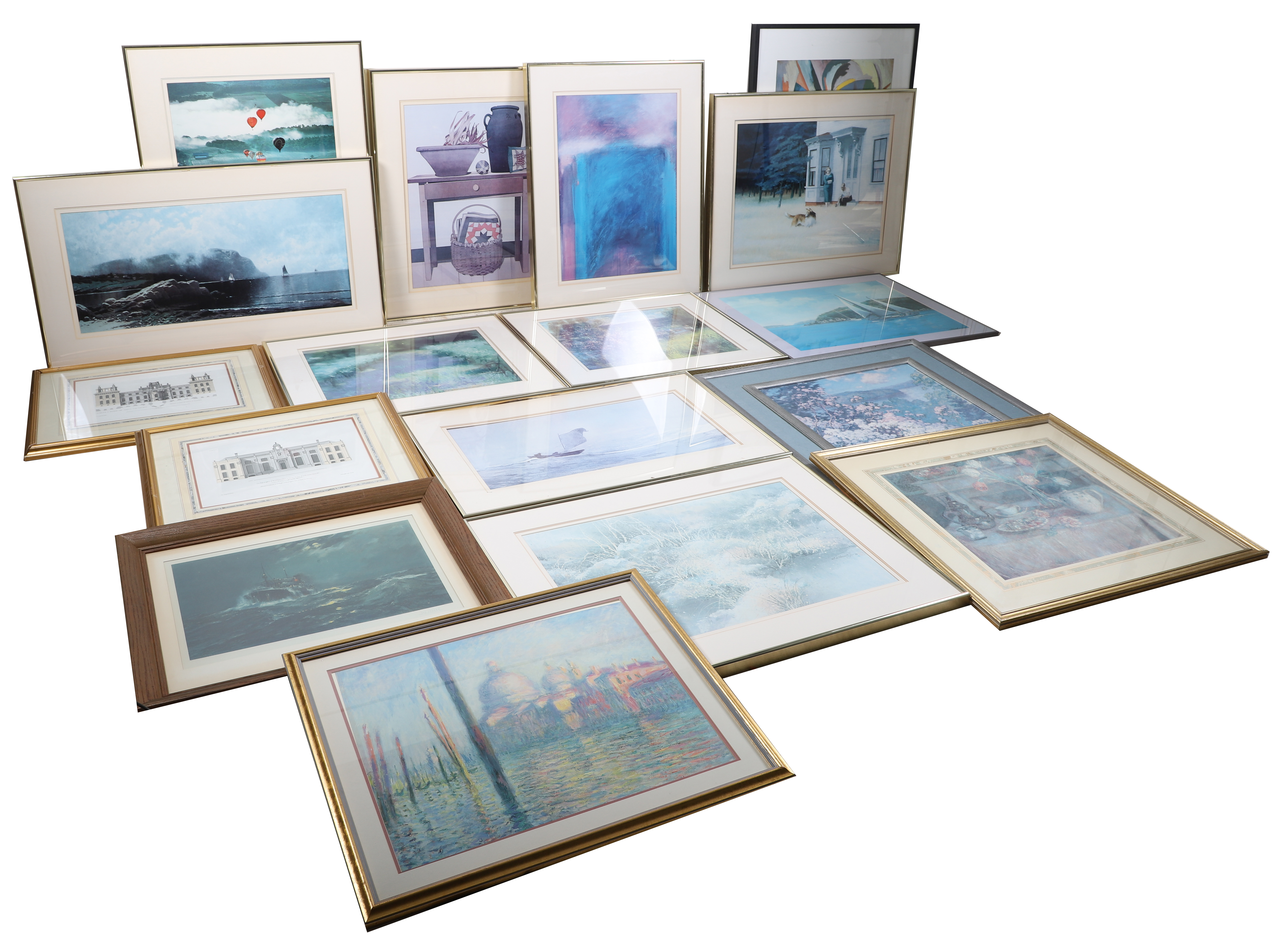 (17) Framed decorative pictures, largest