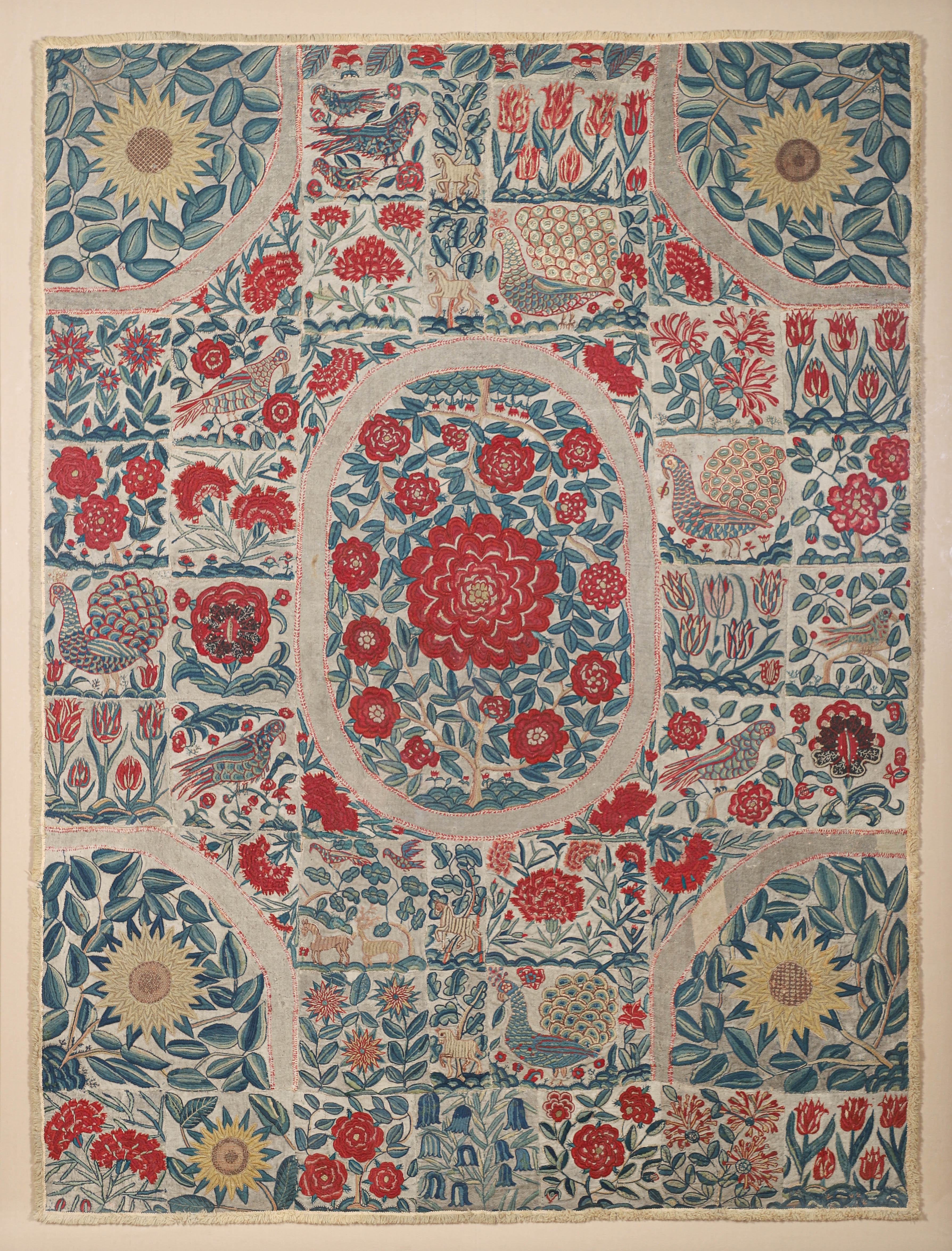 17th C Flemish crewel work, floral