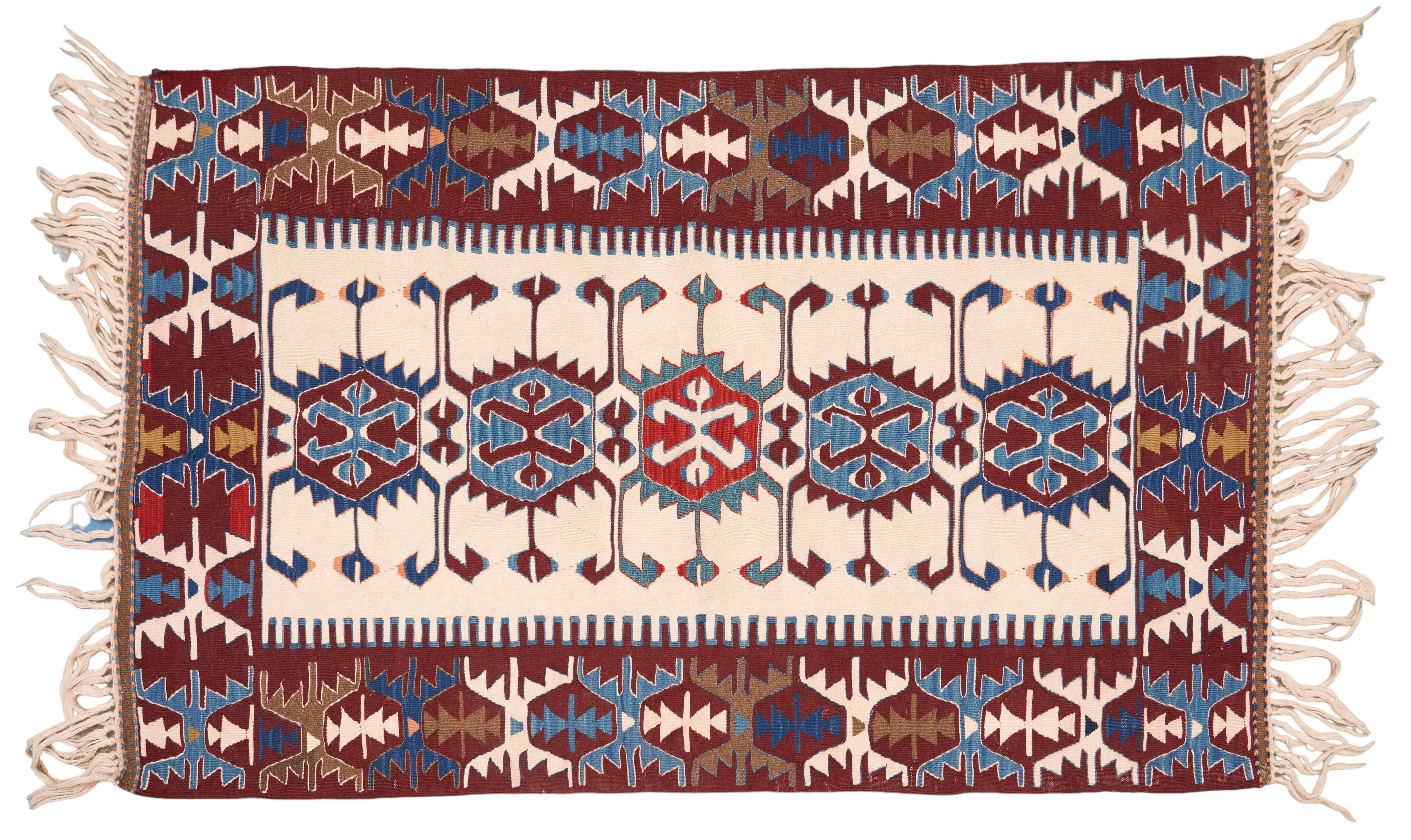 Fringed flat weave Turkish Kilim, in