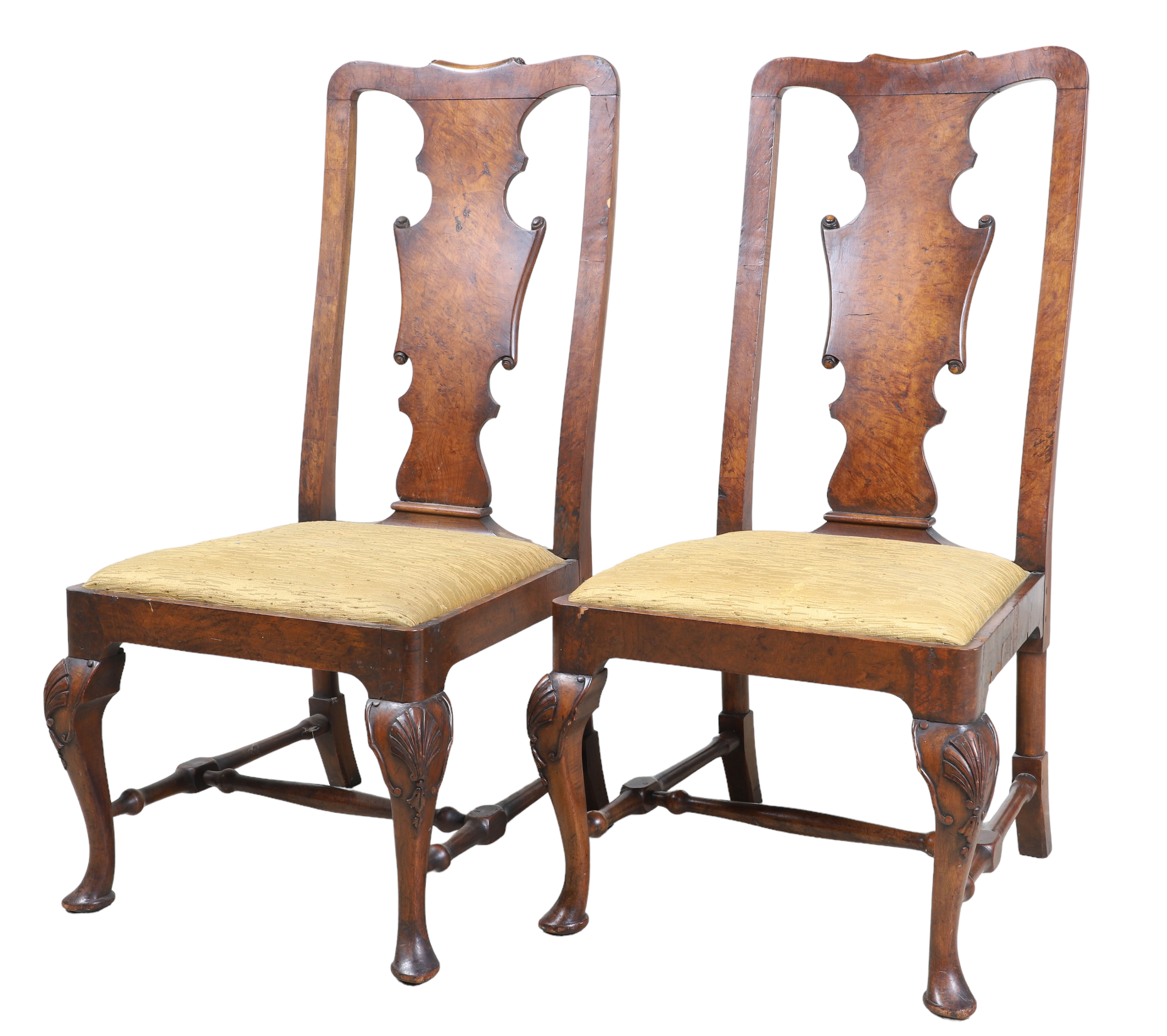 Pair Queen Anne Walnut Side Chairs  308e38