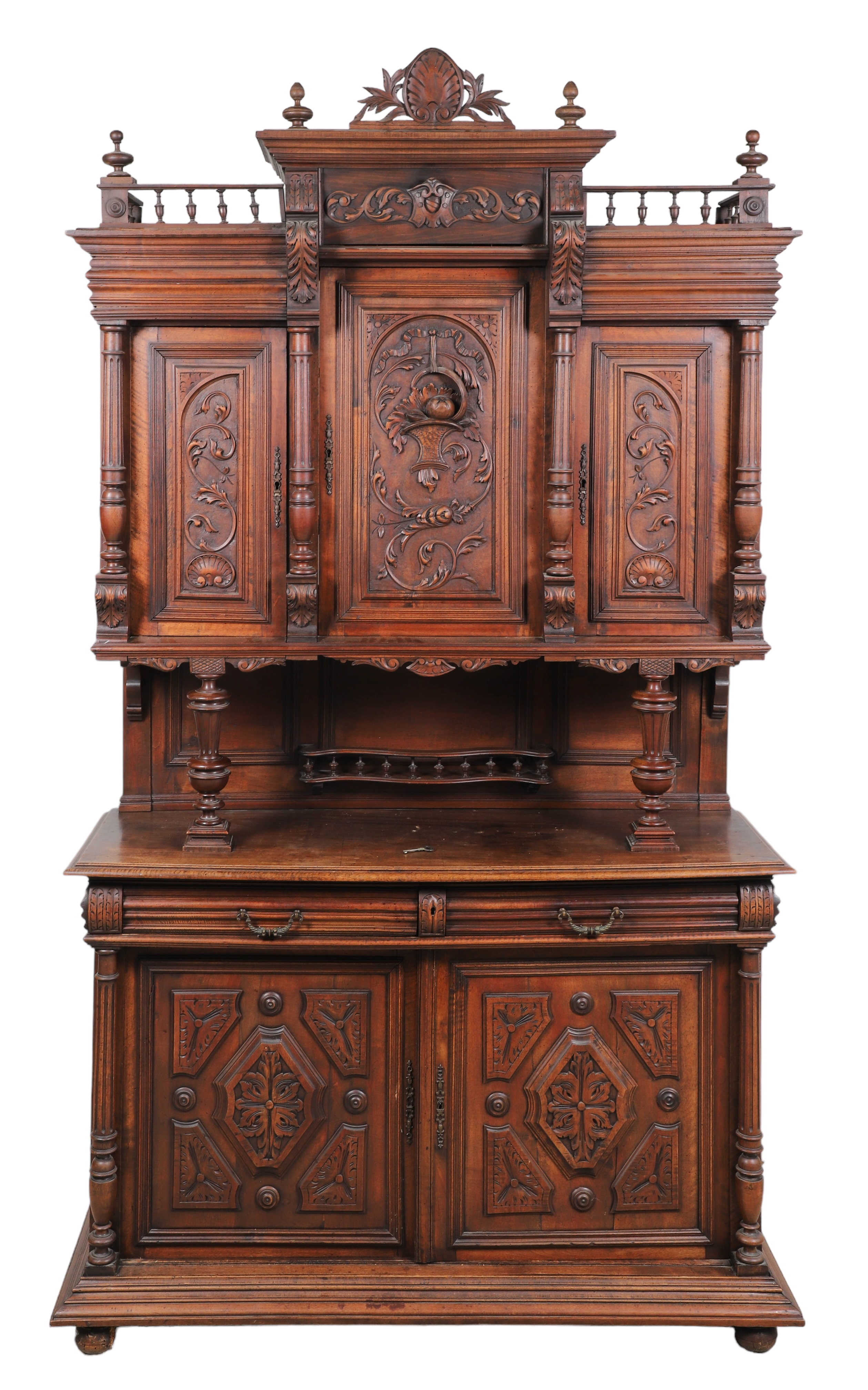 Continental 2-pc Carved Walnut