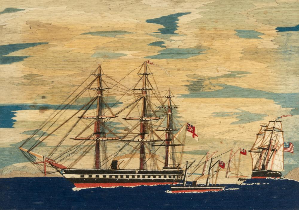 ENGLISH SAILOR'S WOOLWORK PICTURE