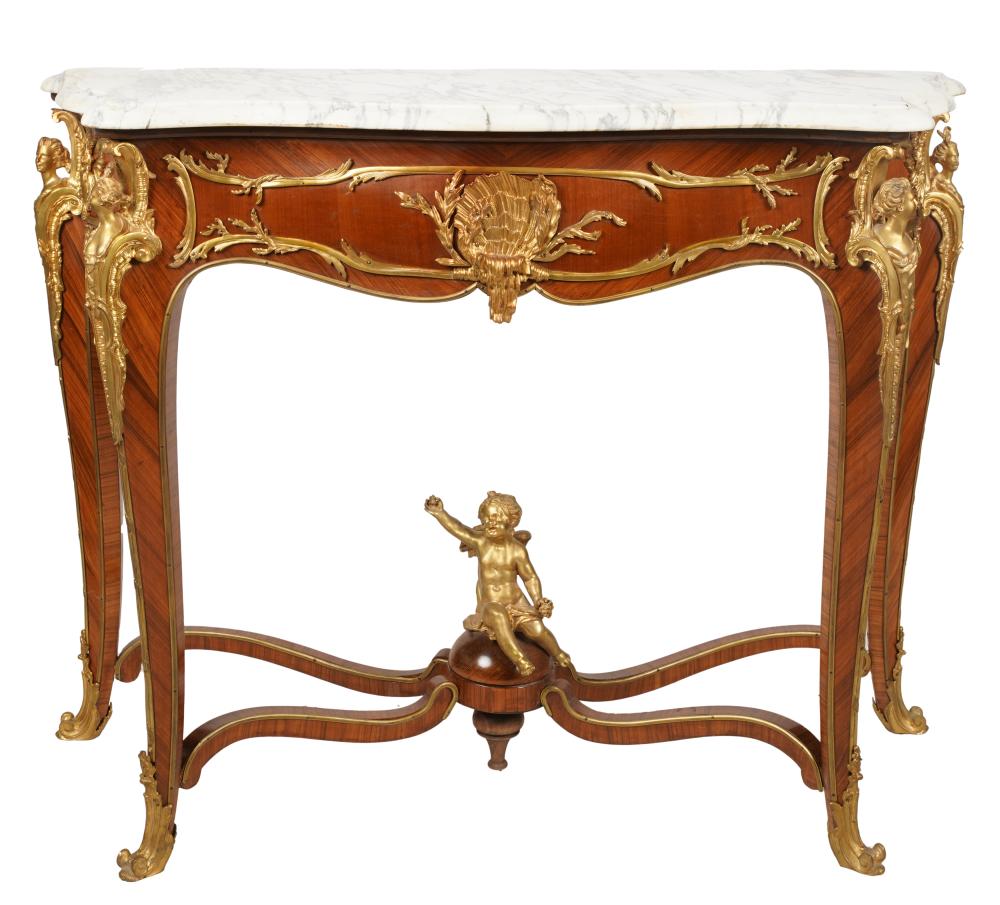 LOUIS XV STYLE MARBLE TOP CONSOLE 308f06