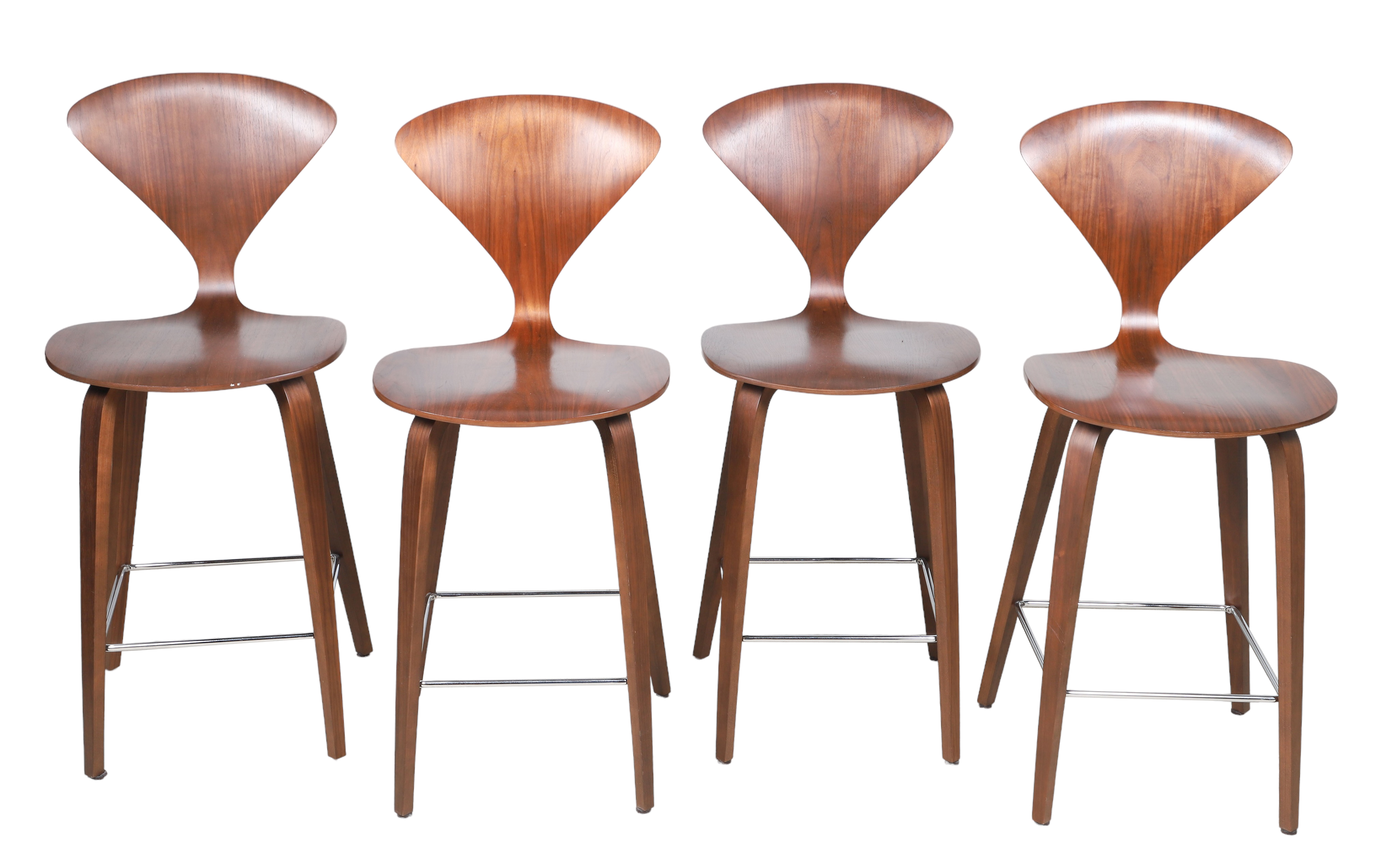 (4) Cherner walnut bentwood barstools,