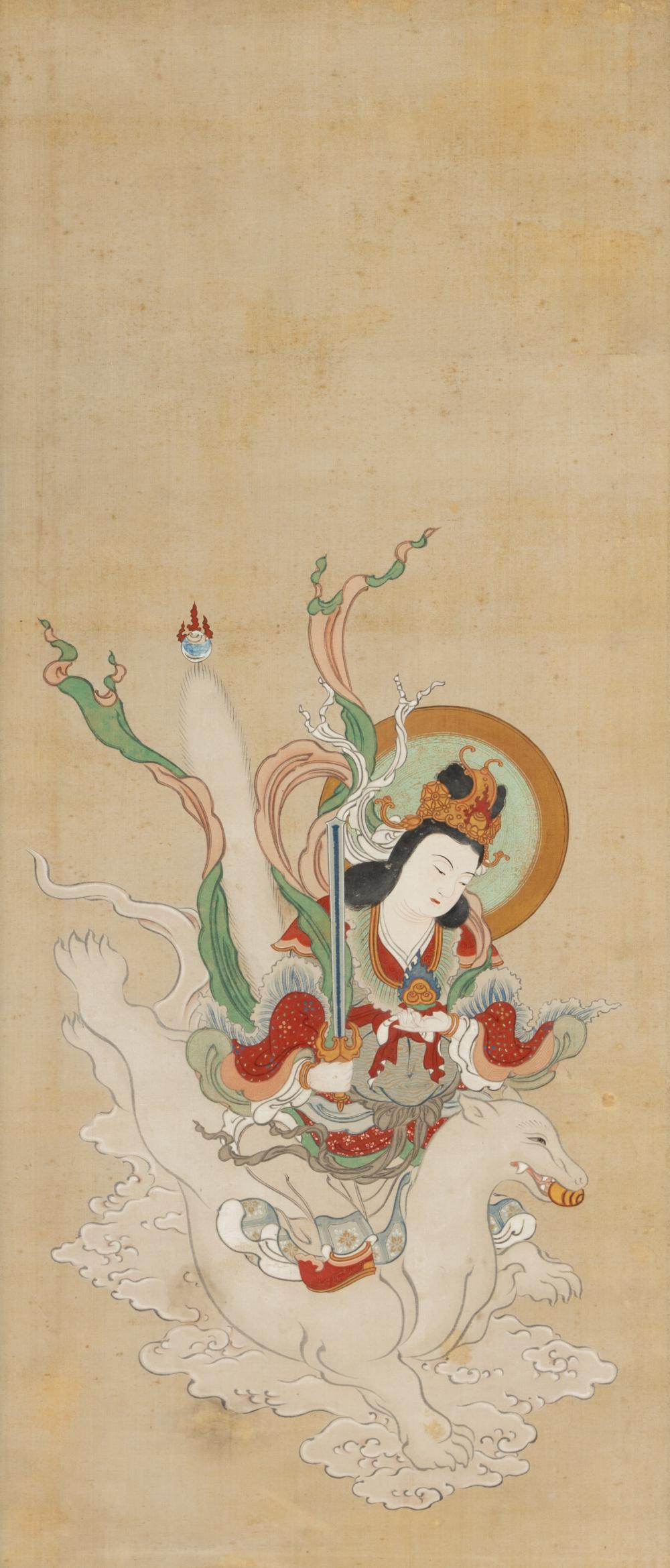 JAPANESE SCROLL PAINTING OF A DEITY 308f54