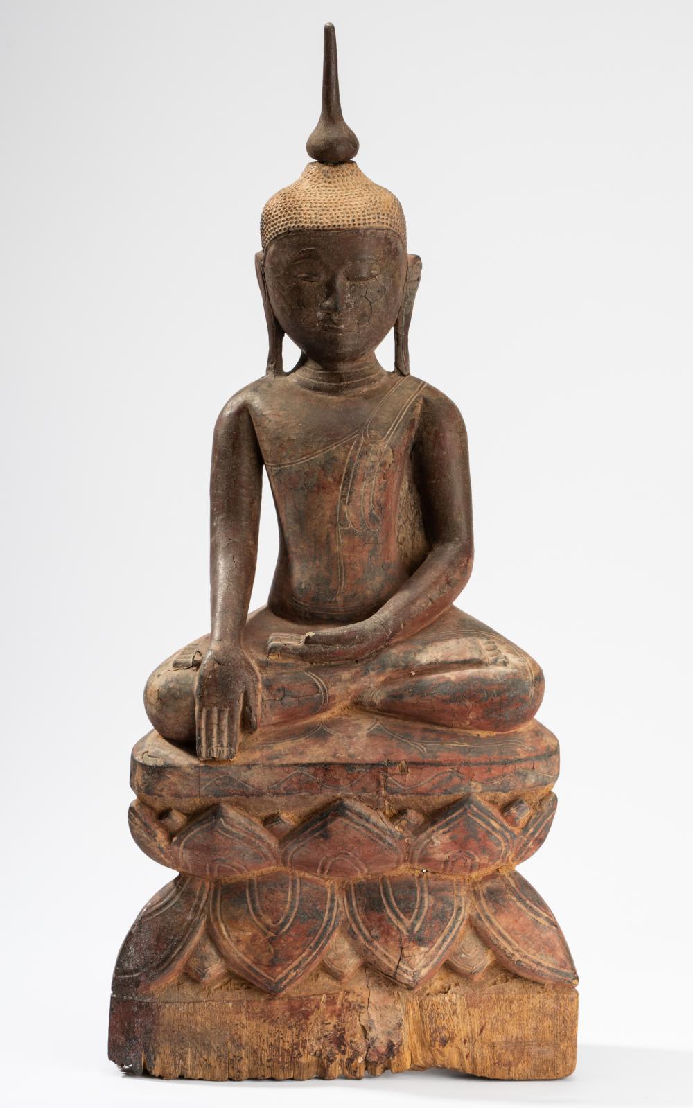ASIAN PAINTED AND CARVED WOOD FIGURE 308f5e