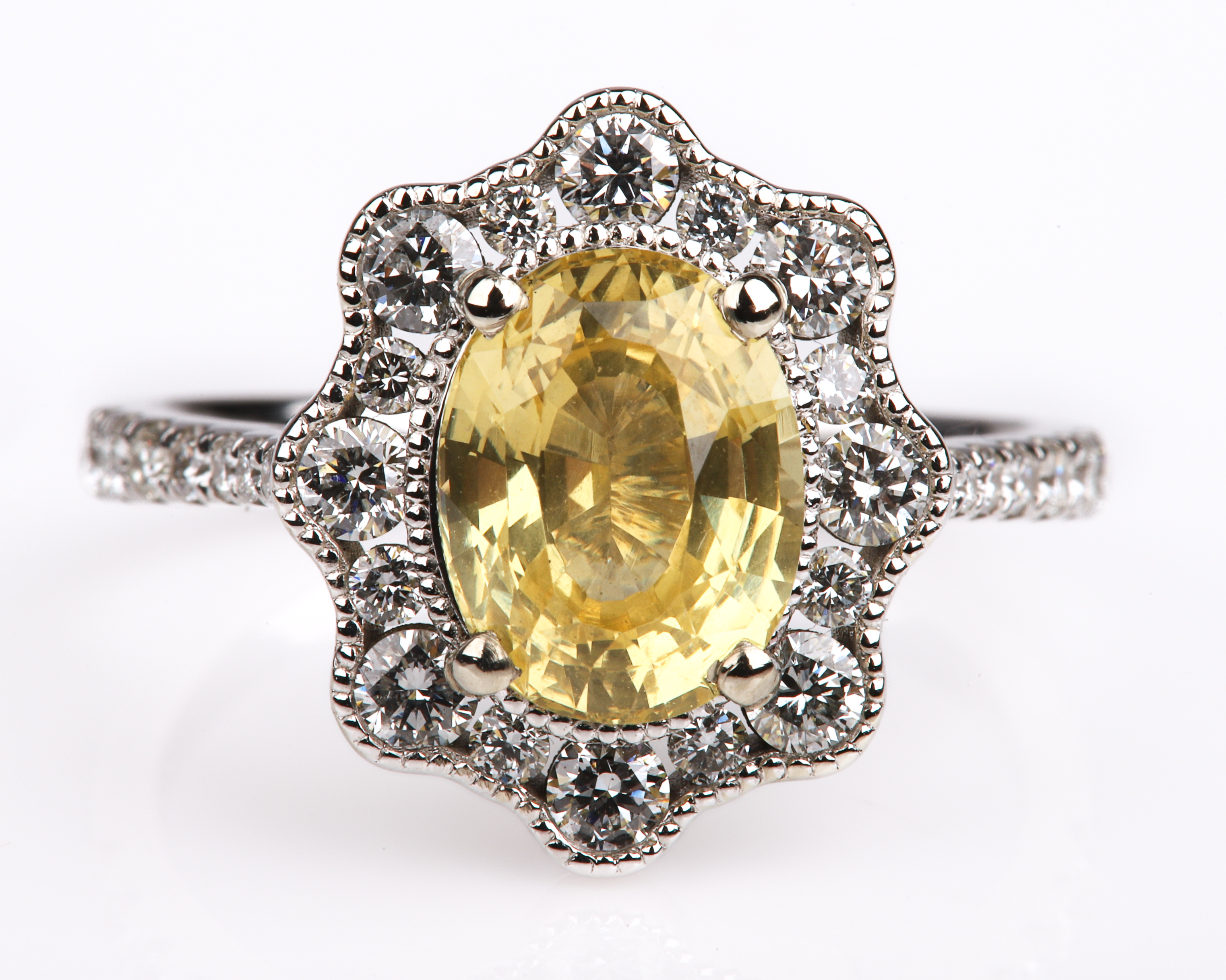 14K 3-Carat Yellow Sapphire Diamond