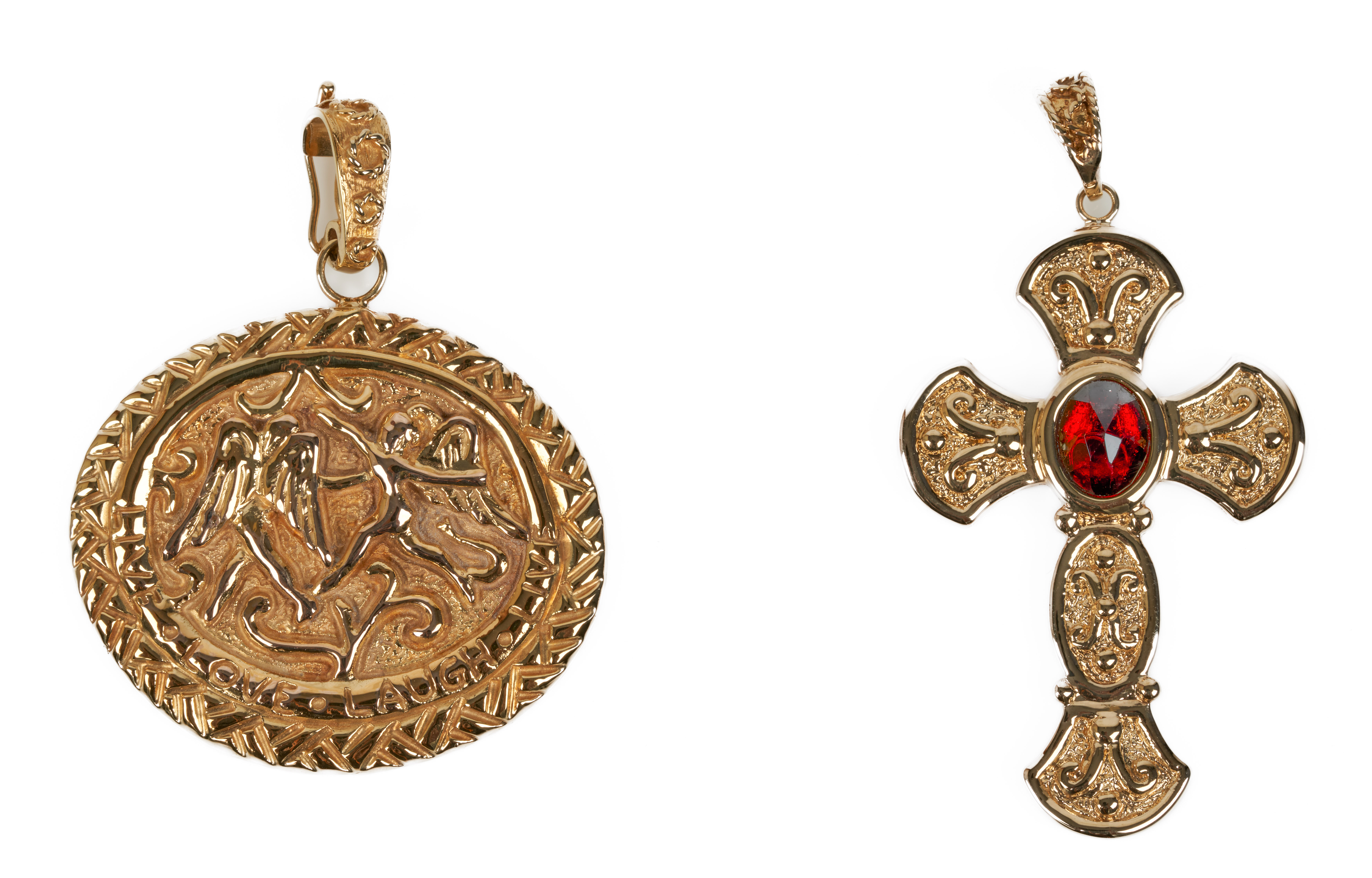 (2) 14K Yellow gold etruscan style