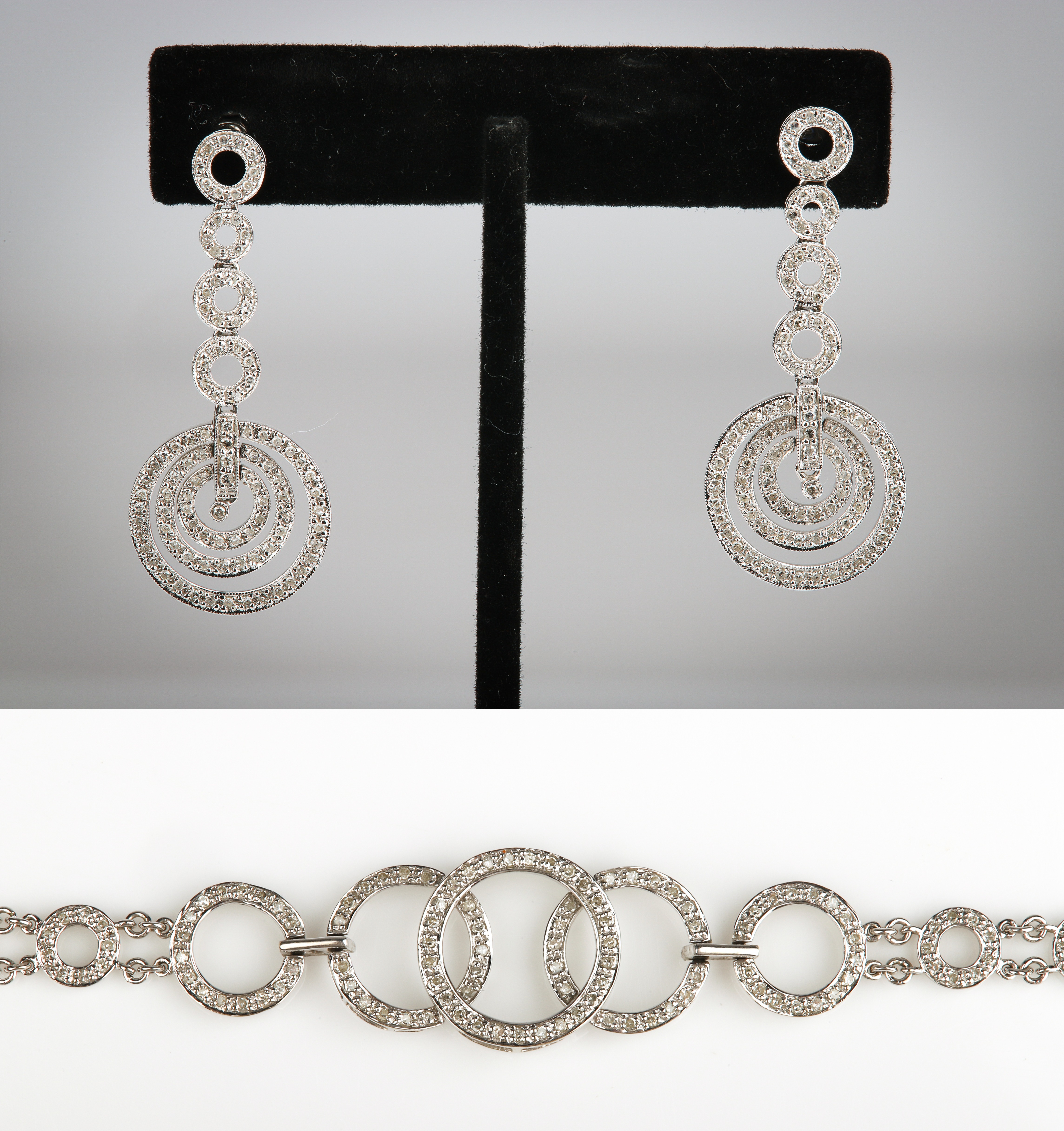 14K Diamond Hoop Bracelet and Earrings 308fec