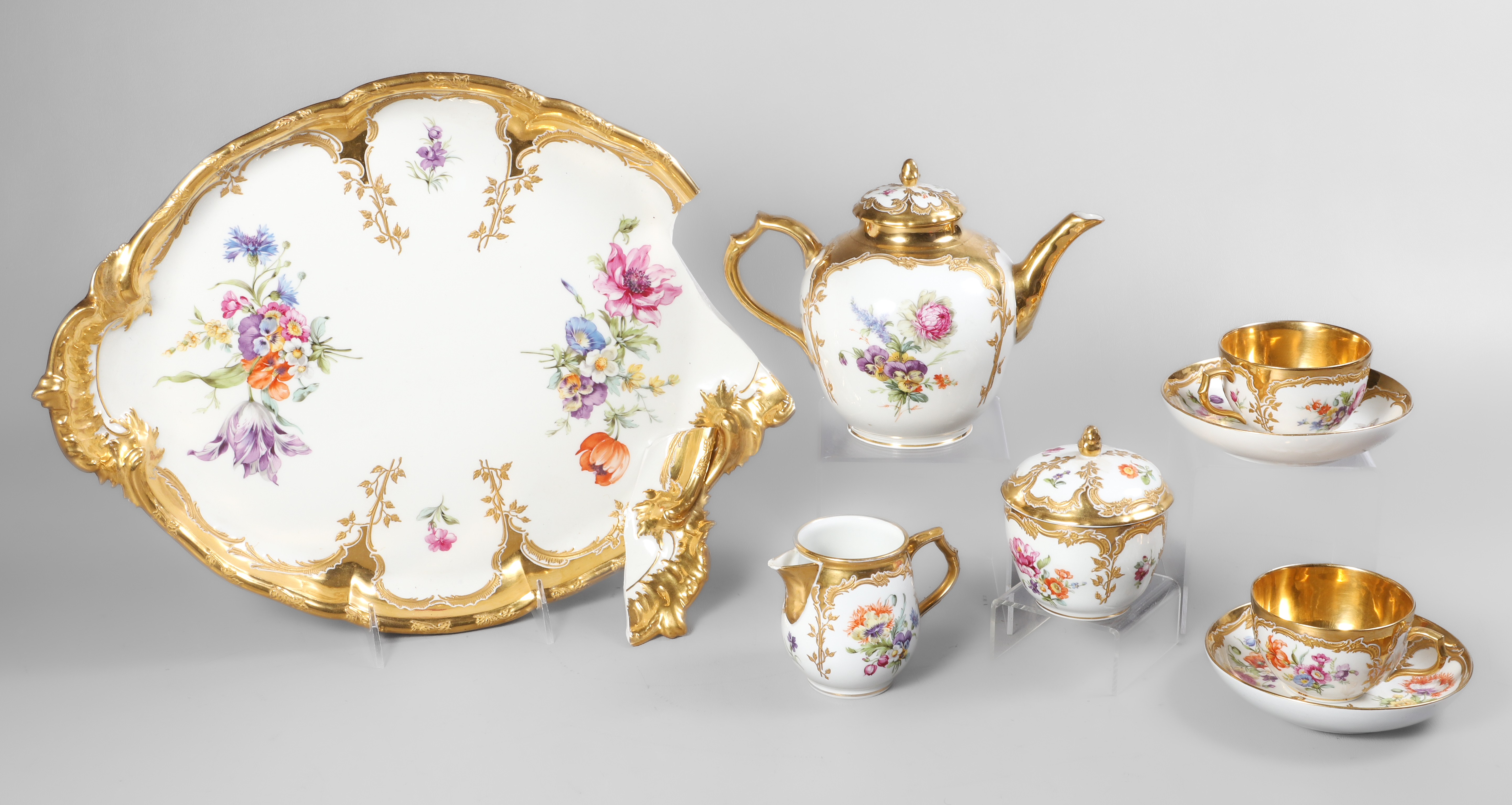 (8) Pc 19th C KPM tea set, circa