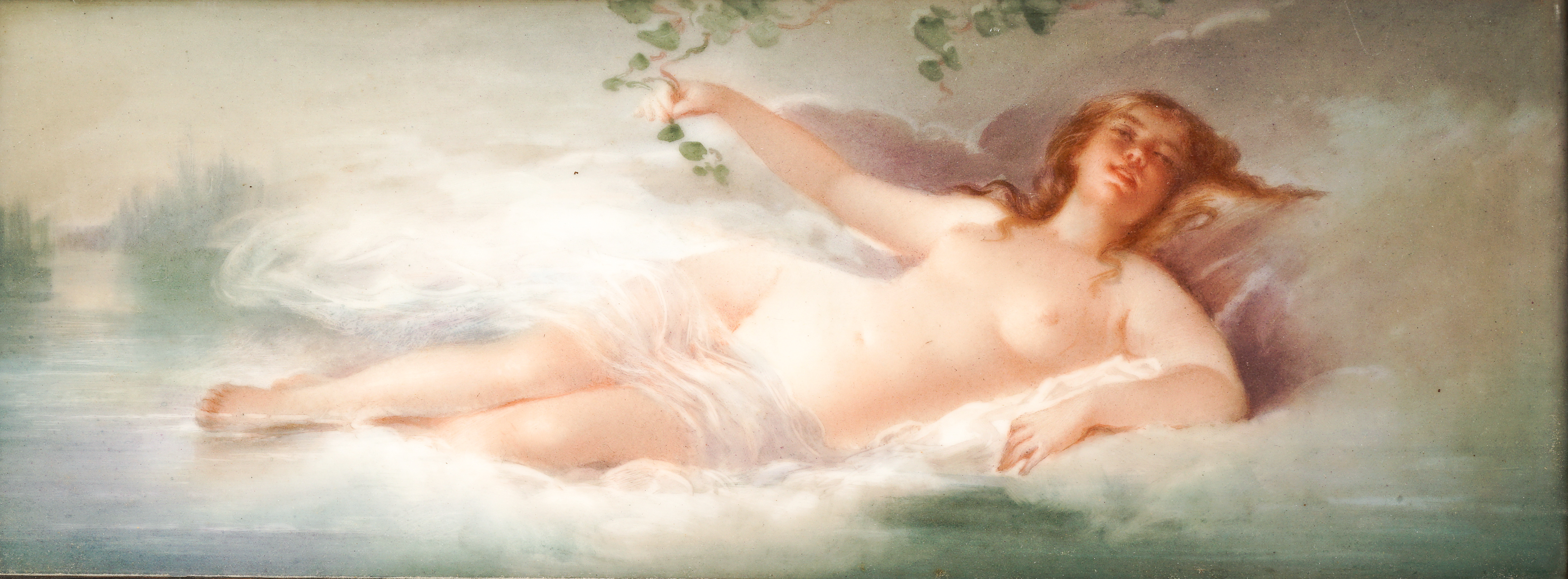 T&V Limoges porcelain plaque, reclining