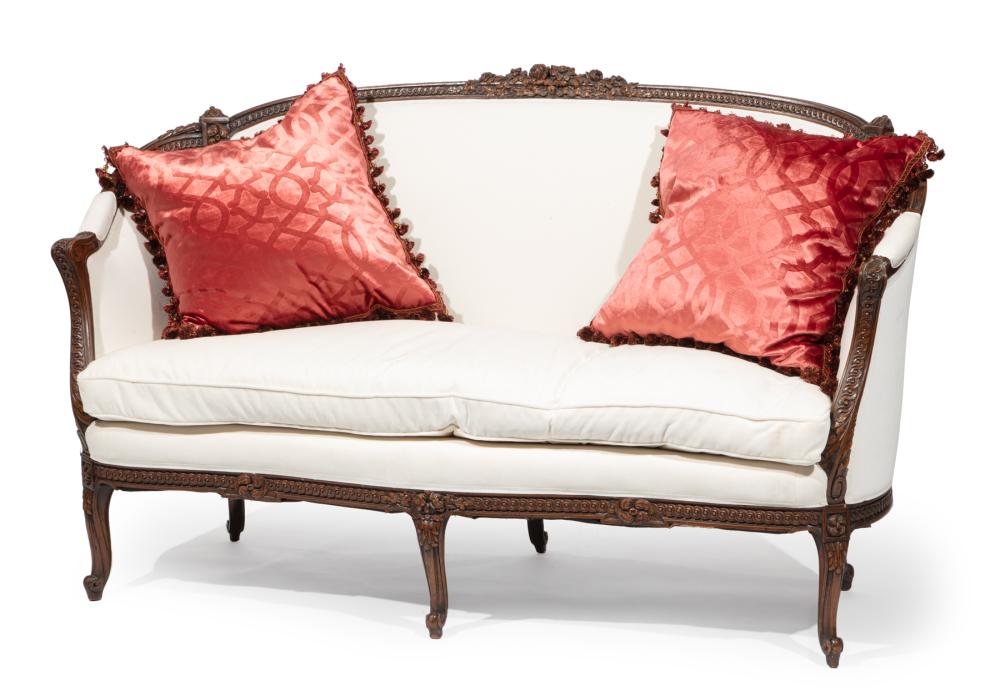 LOUIS XV-STYLE CARVED WALNUT SETTEELouis