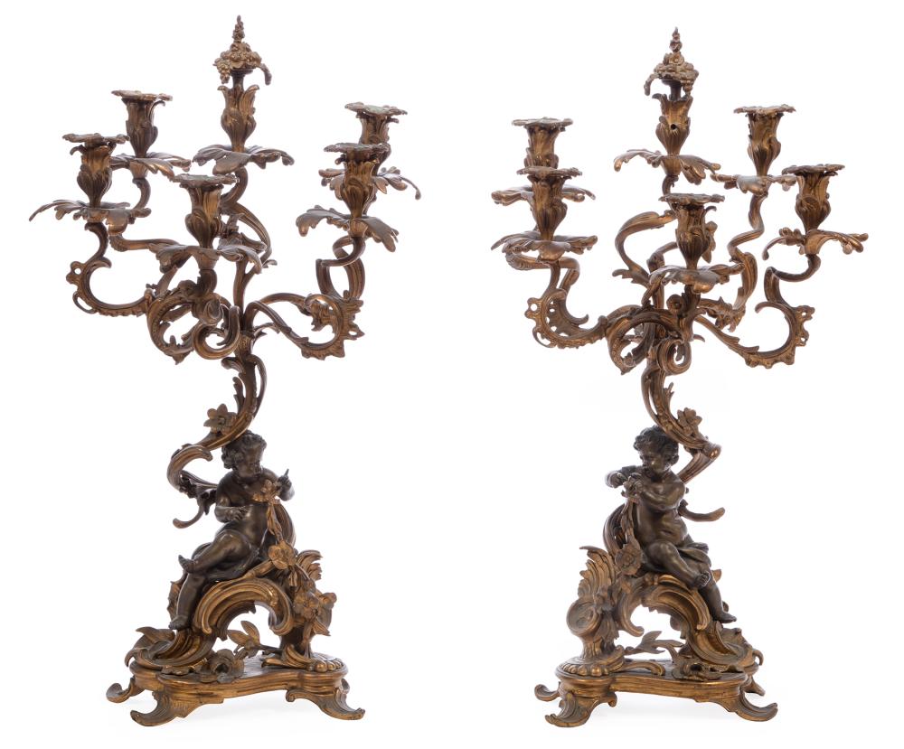 PAIR OF FRENCH BRONZE FIVE LIGHT 30915c