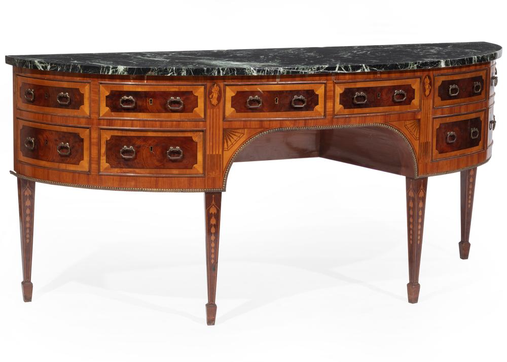 GEORGE III MAHOGANY AND FRUITWOOD SIDEBOARDGeorge