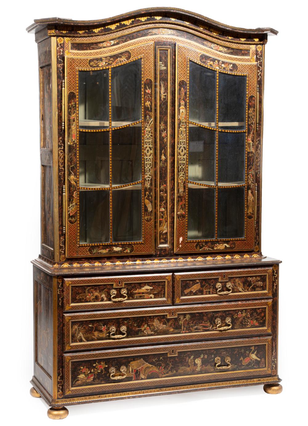 CHINOISERIE EBONIZED GILT-DECORATED