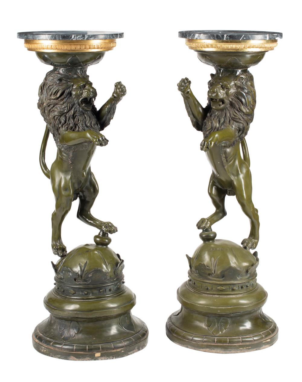 PAIR OF ENGLISH PATINATED BRONZE