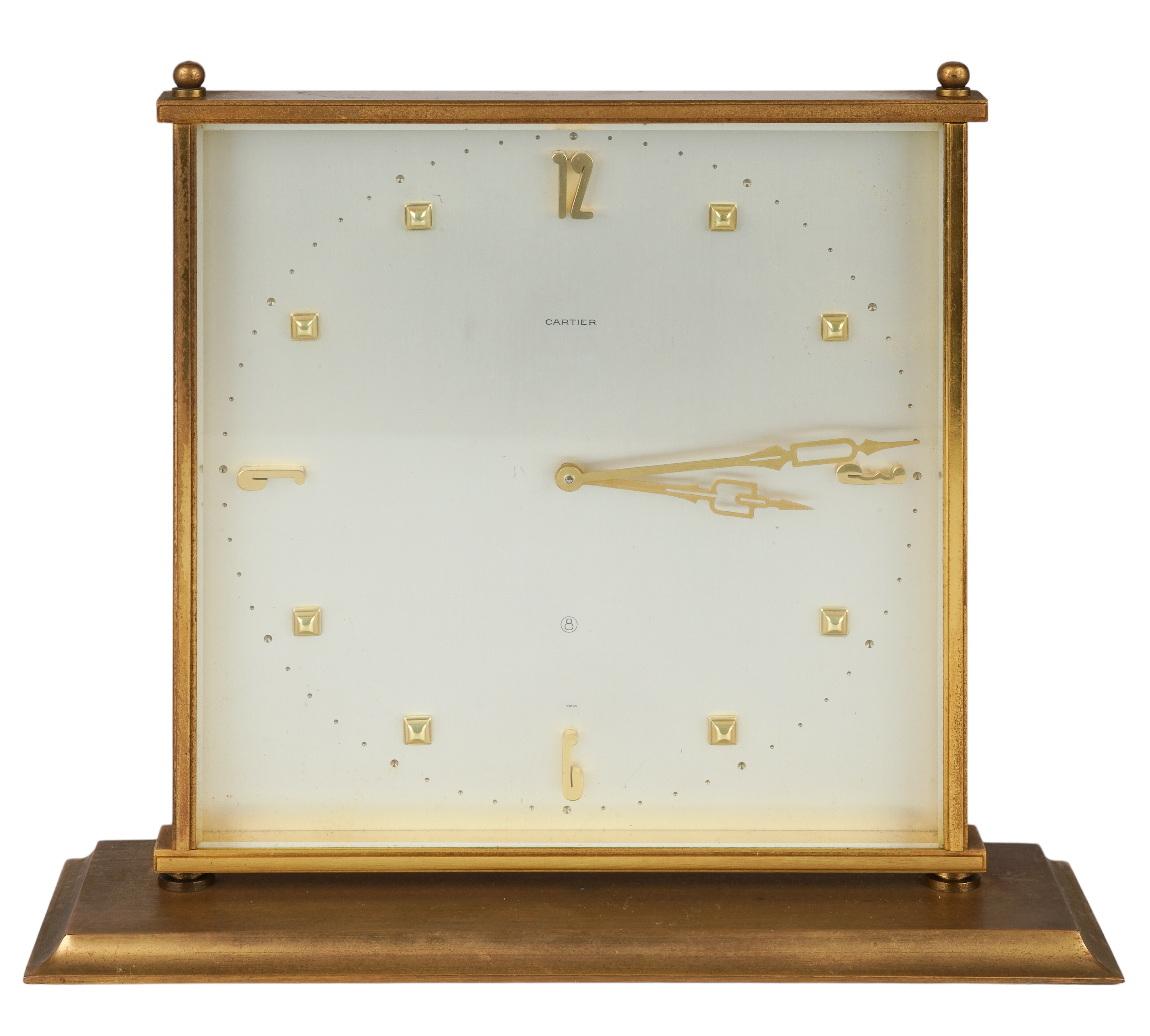 Bronze Cartier 8-Day Desk Clock, a stepped