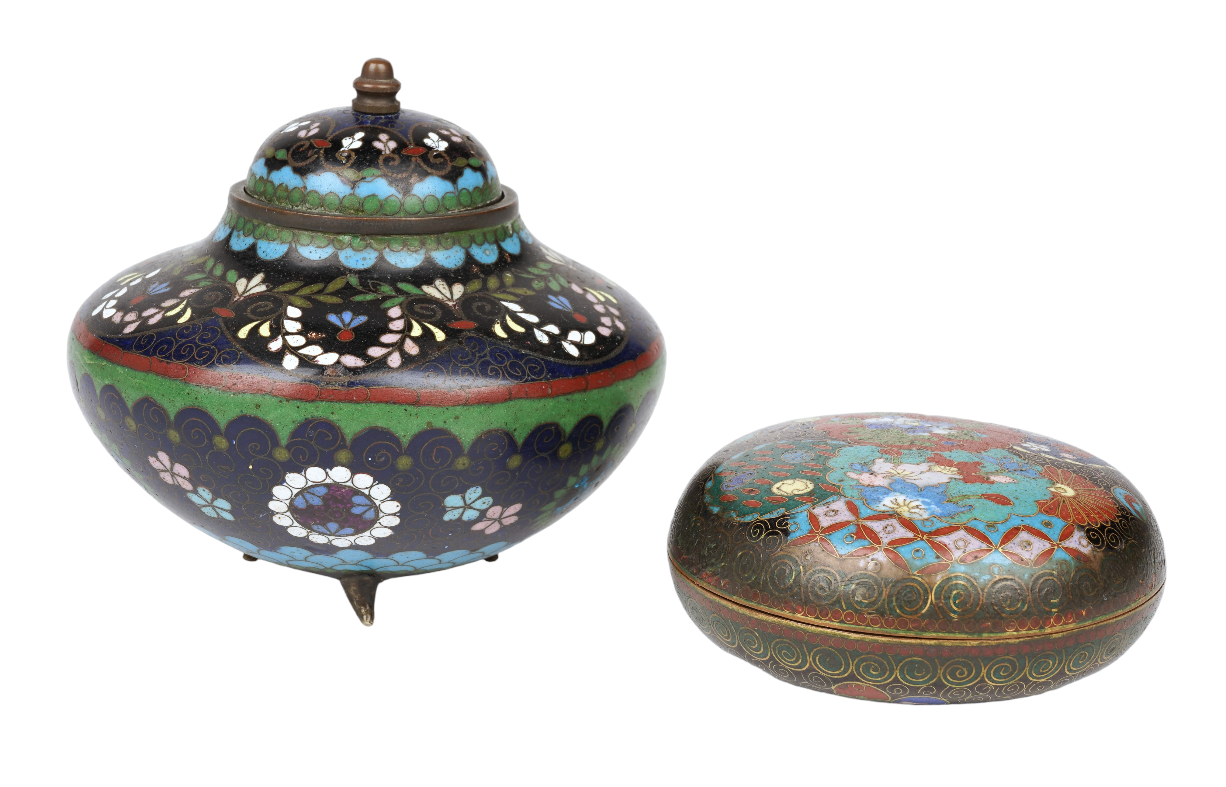 (2) Pcs Japanese cloisonne, c/o covered