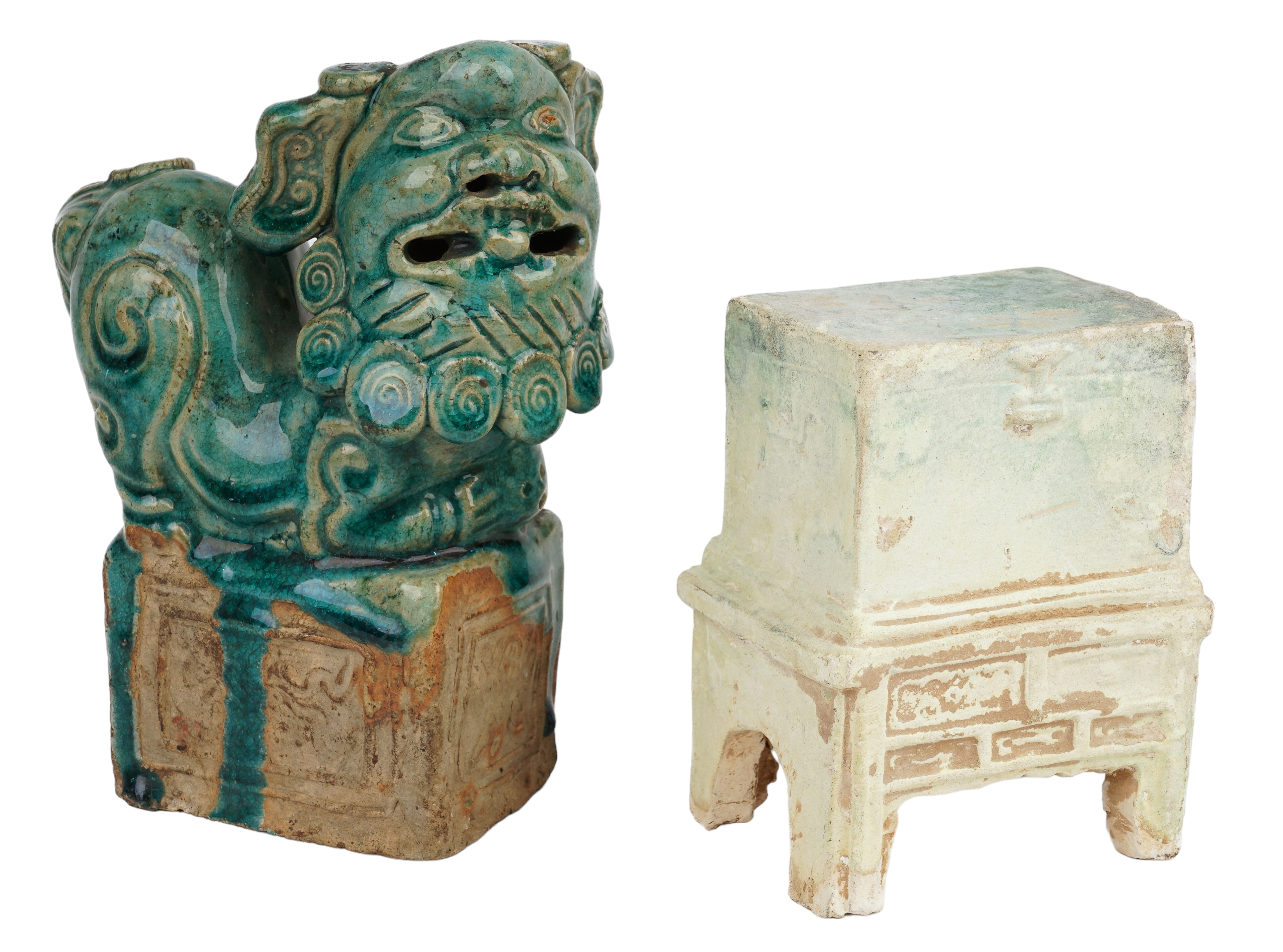 (2) Ming pottery tomb pieces, c/o