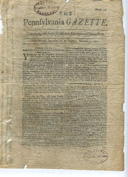 6 pieces.  (American 18th-Century Newspaper.)