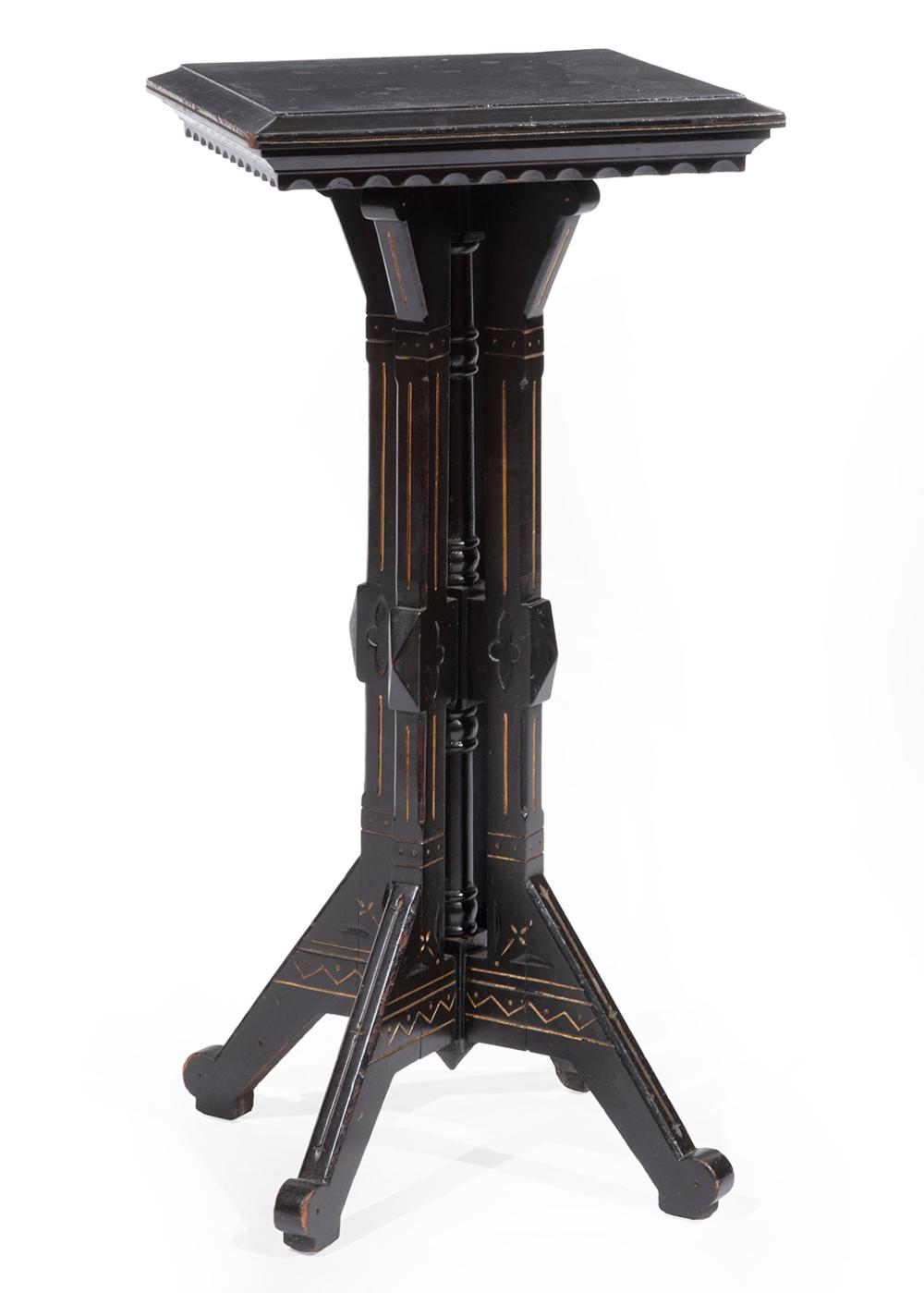 EBONIZED GILT-INCISED PEDESTAL,