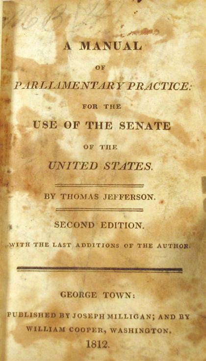 1 vol.  Jefferson, Thomas. A Manual