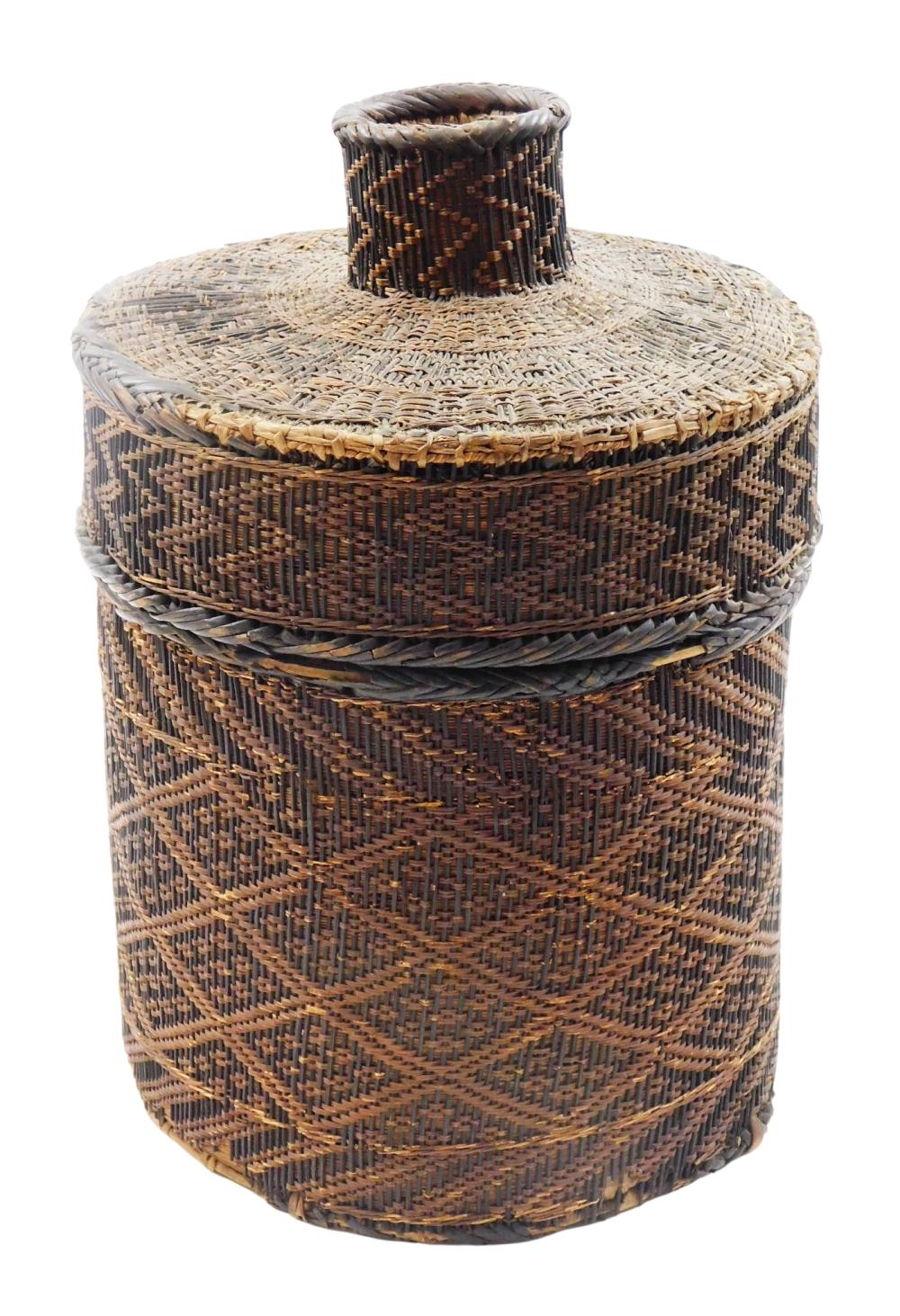 UNUSUAL CYLINDRICAL BASKET IN BROWN 309266