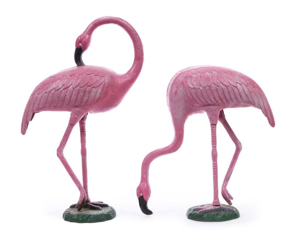 PAIR OF CAST IRON FLAMINGO GARDEN 309271