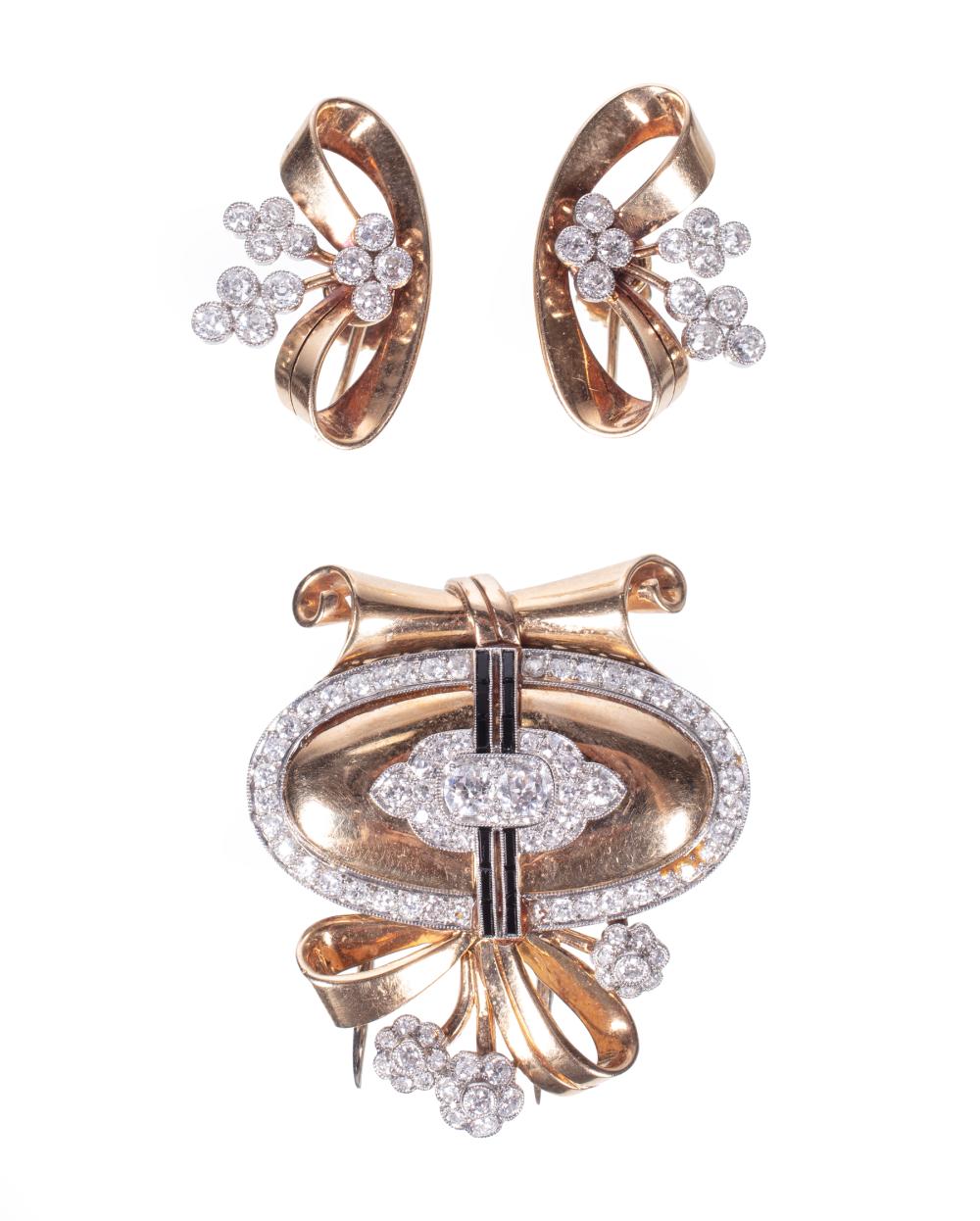 YELLOW GOLD AND DIAMOND BROOCH 3092a6