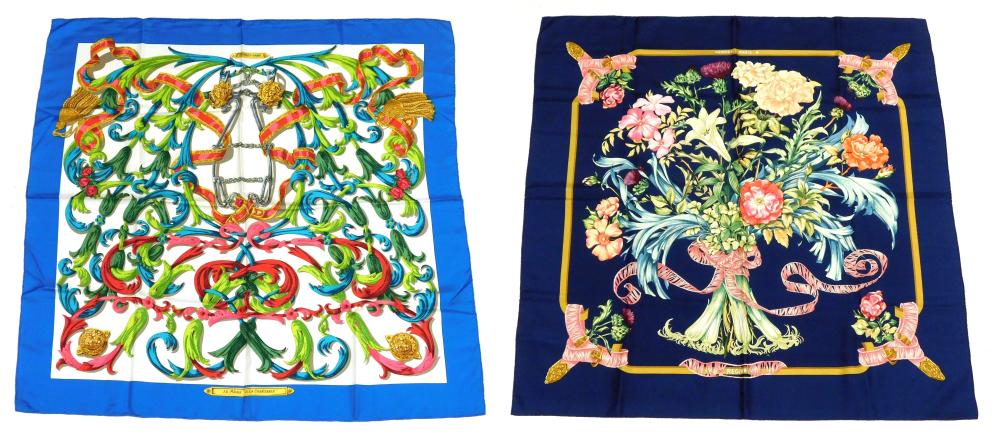 DESIGNER TWO HERMES SILK SCARVES  3092fa