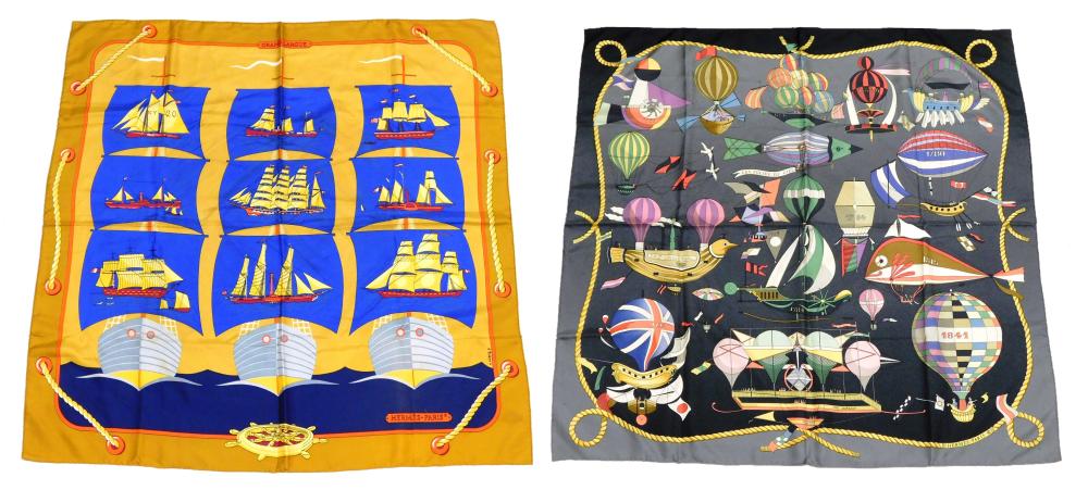 DESIGNER TWO HERMES SILK SCARVES  309300