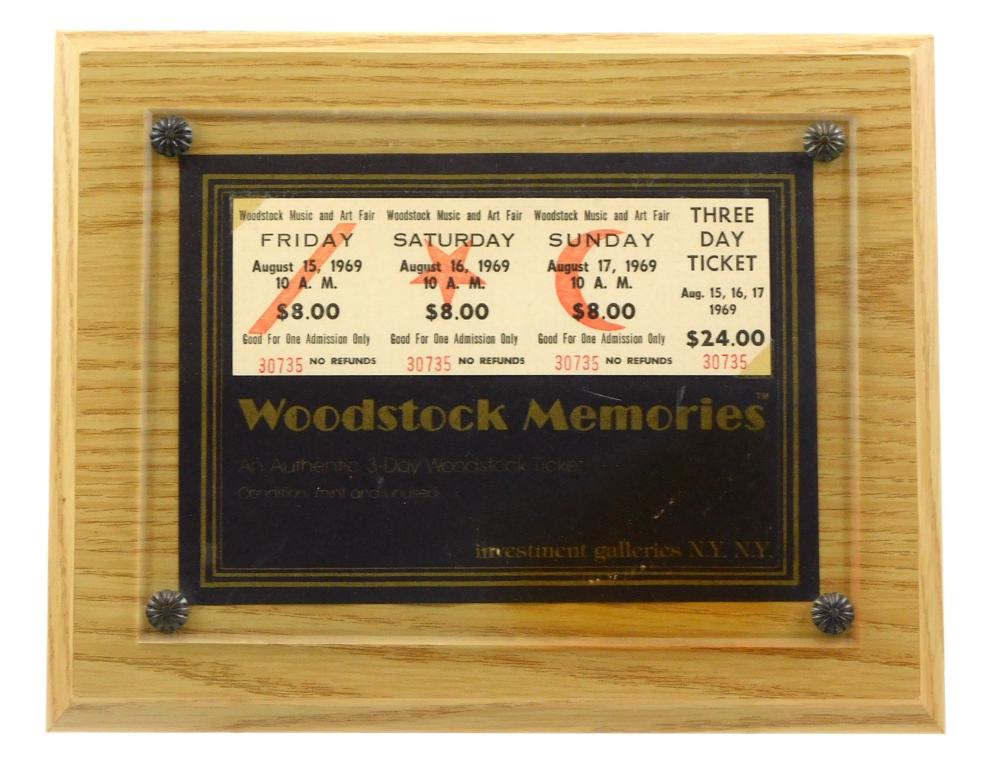 +EPHEMERA: UNUSED WOODSTOCK TICKET