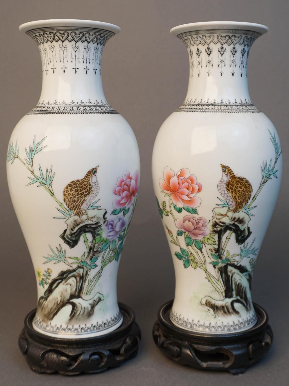 PAIR CHINESE FAMILLE ROSE QUAIL AND