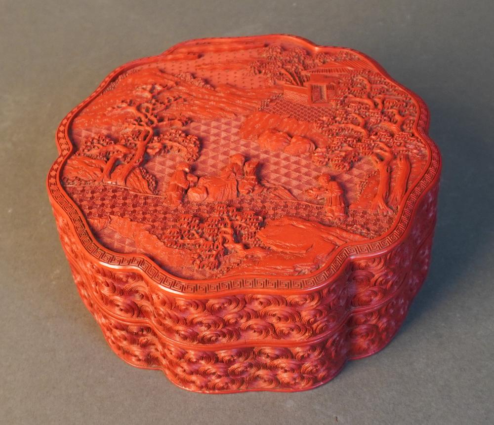 CHINESE CINNABAR TYPE COVERED BOX  30942b