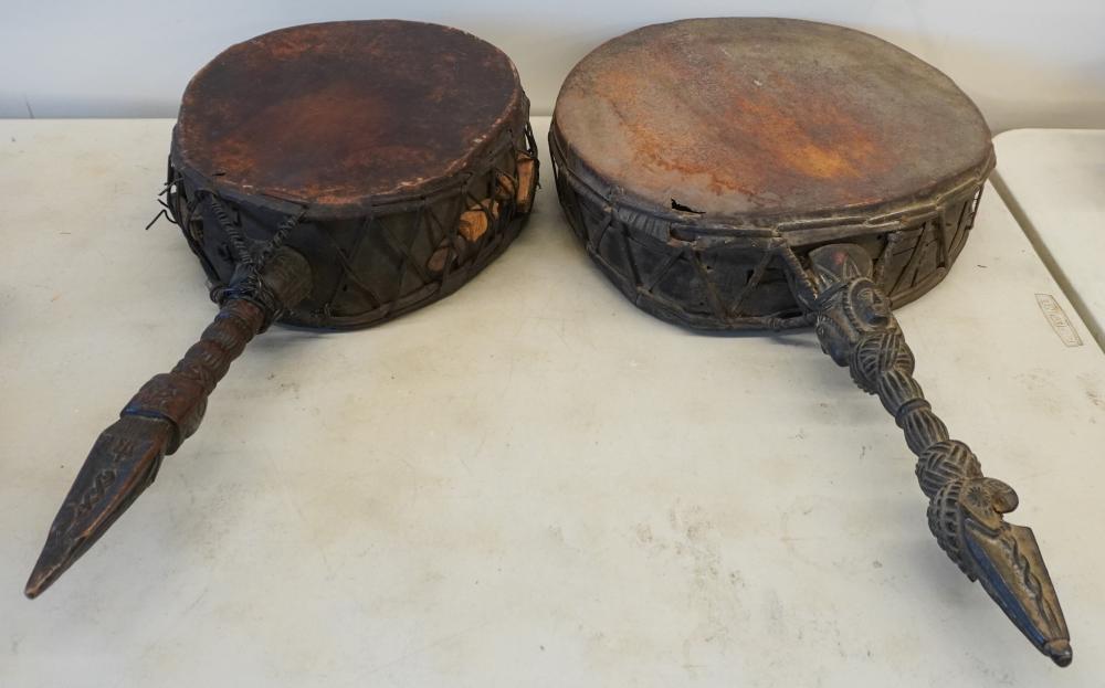 TWO NEPALESE DHYANGRO SHAMAN DRUMS  30943b