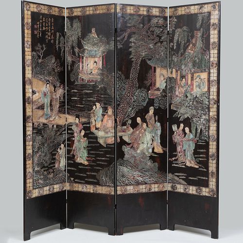 CHINESE BROWN AND POLYCHROME LACQUER 3094ff