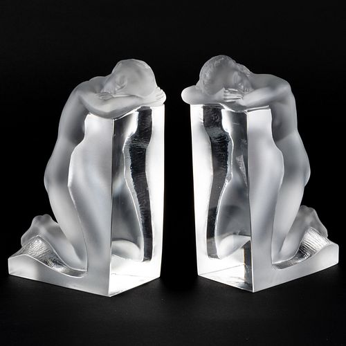 PAIR OF LALIQUE GLASS 'REVERIE'