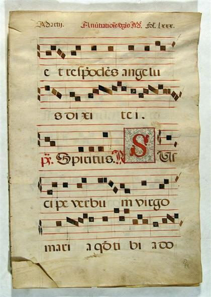 4 pieces.  Manuscript Choir Book Leaves.