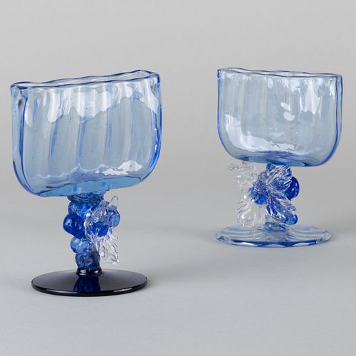 PAIR OF MURANO BLUE GLASS TABLE 309547
