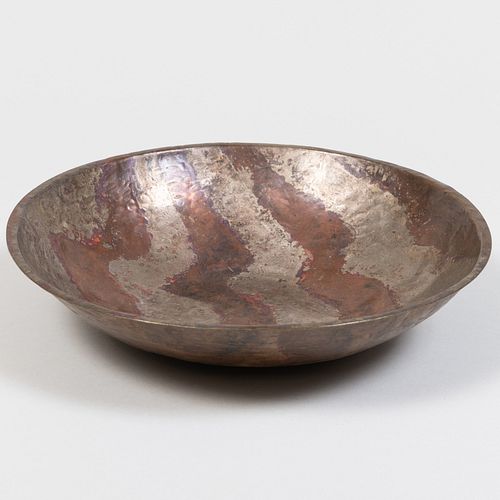 MODERN MIXED METAL PLANISHED BOWLIndistinctly