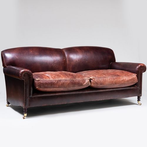 GEORGE SMITH LEATHER UPHOLSTERED 30956a