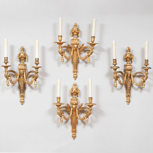 SET OF FOUR LOUIS XVI STYLE GILT BRONZE 30957d