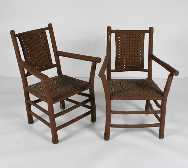 Pair old hickory arm chairs with 4dfad