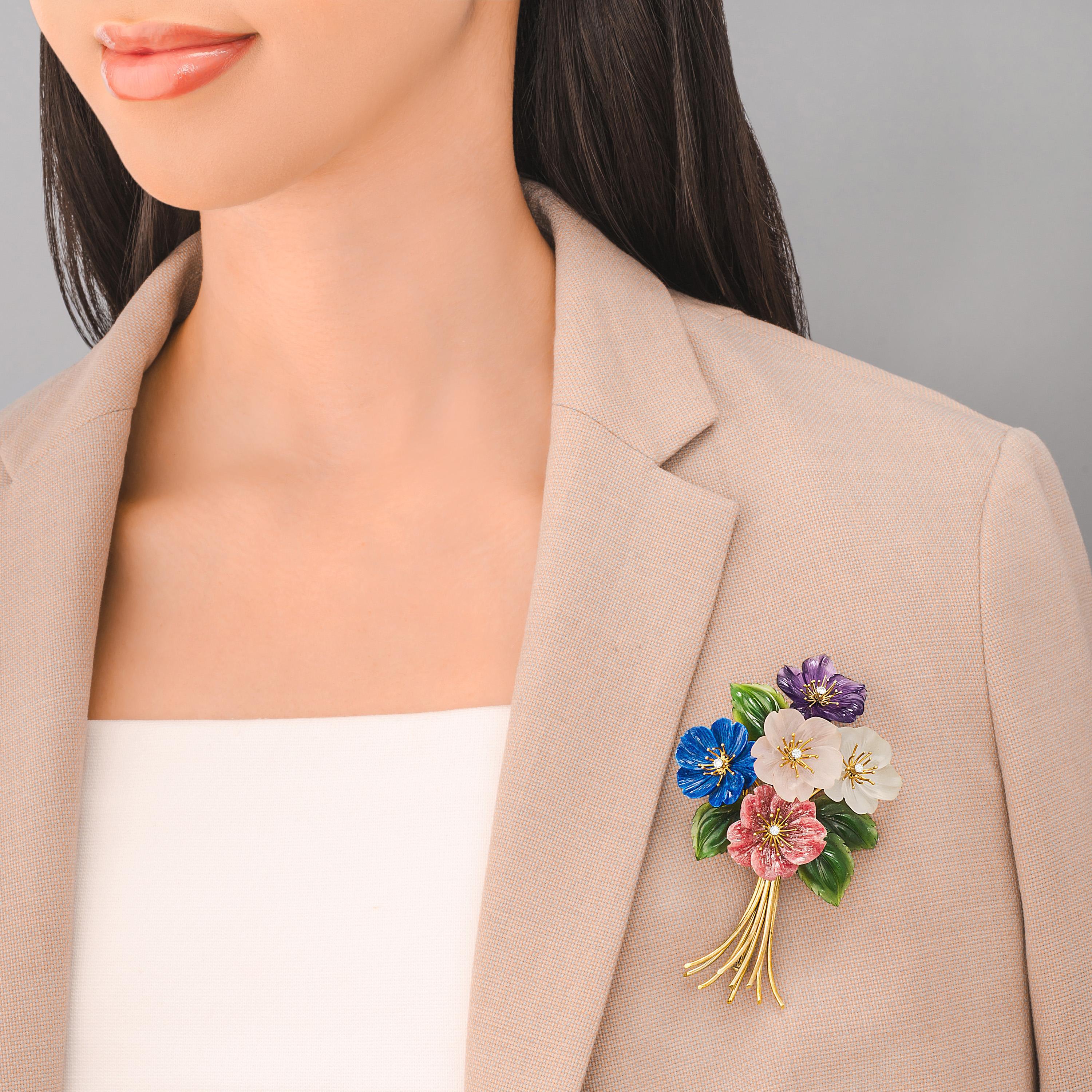 VINTAGE FLOWER BOUQUET GOLD BROOCH 30bd1f