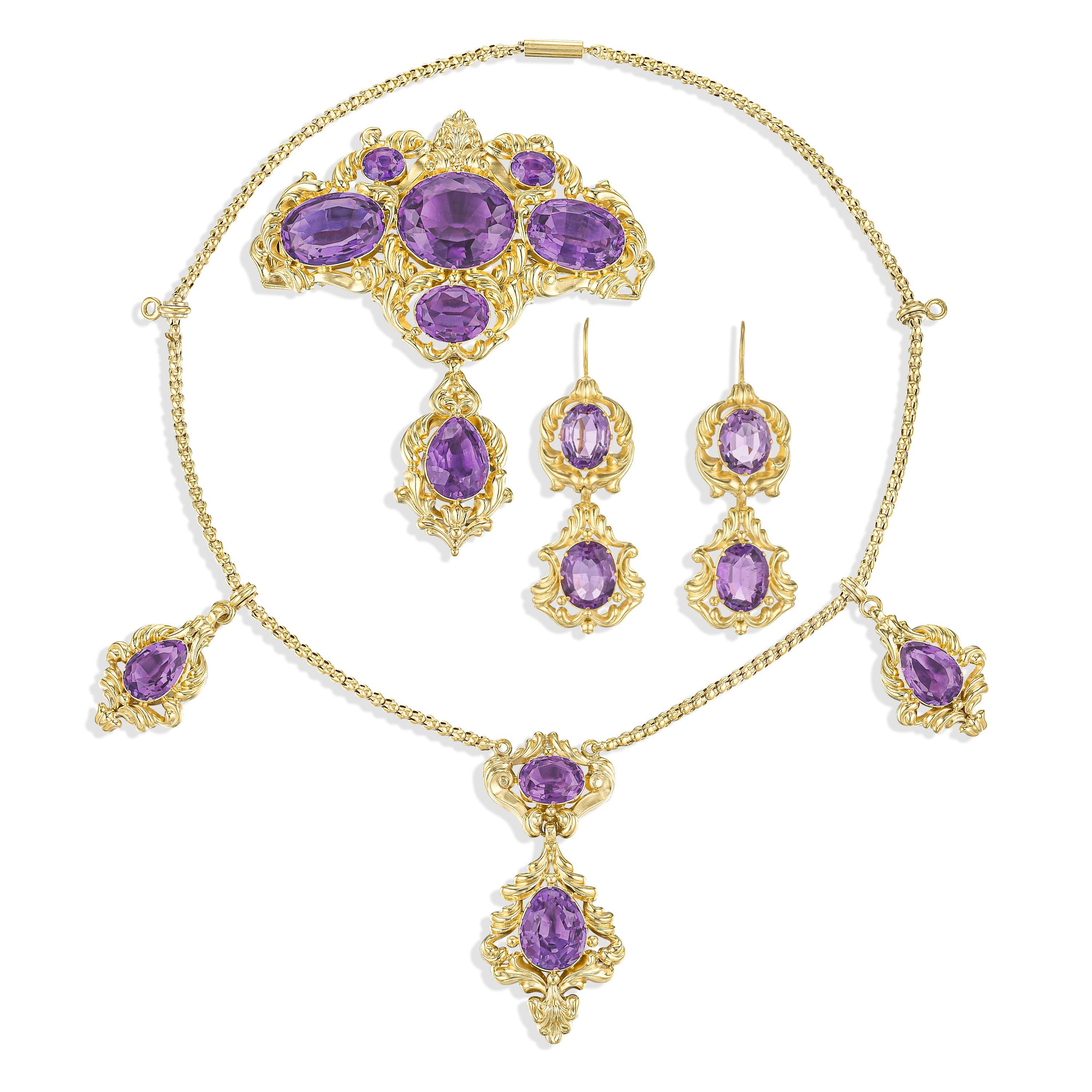 ANTIQUE AMETHYST JEWELRY SUITE 30bd26