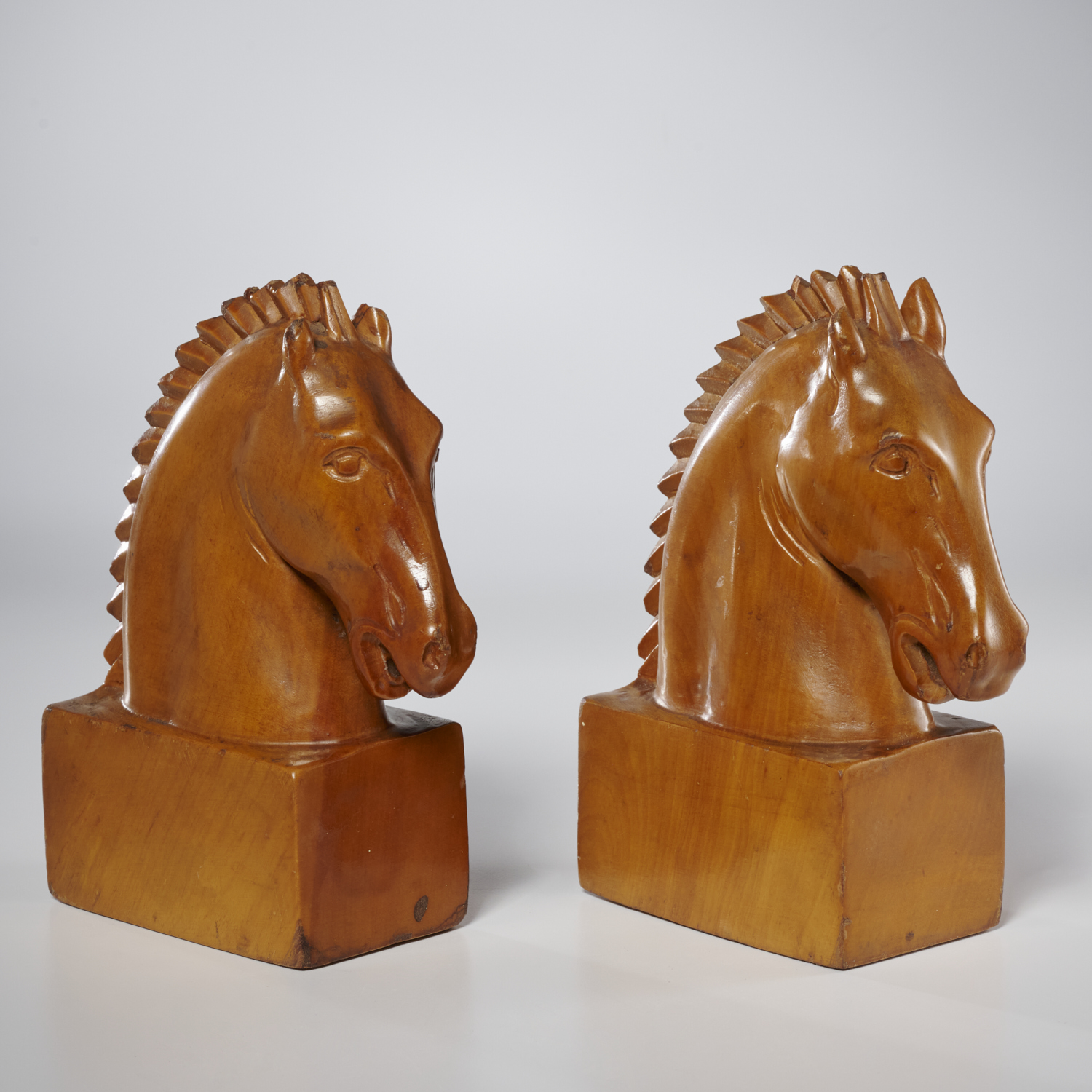 PAIR ART DECO CARVED FRUITWOOD
