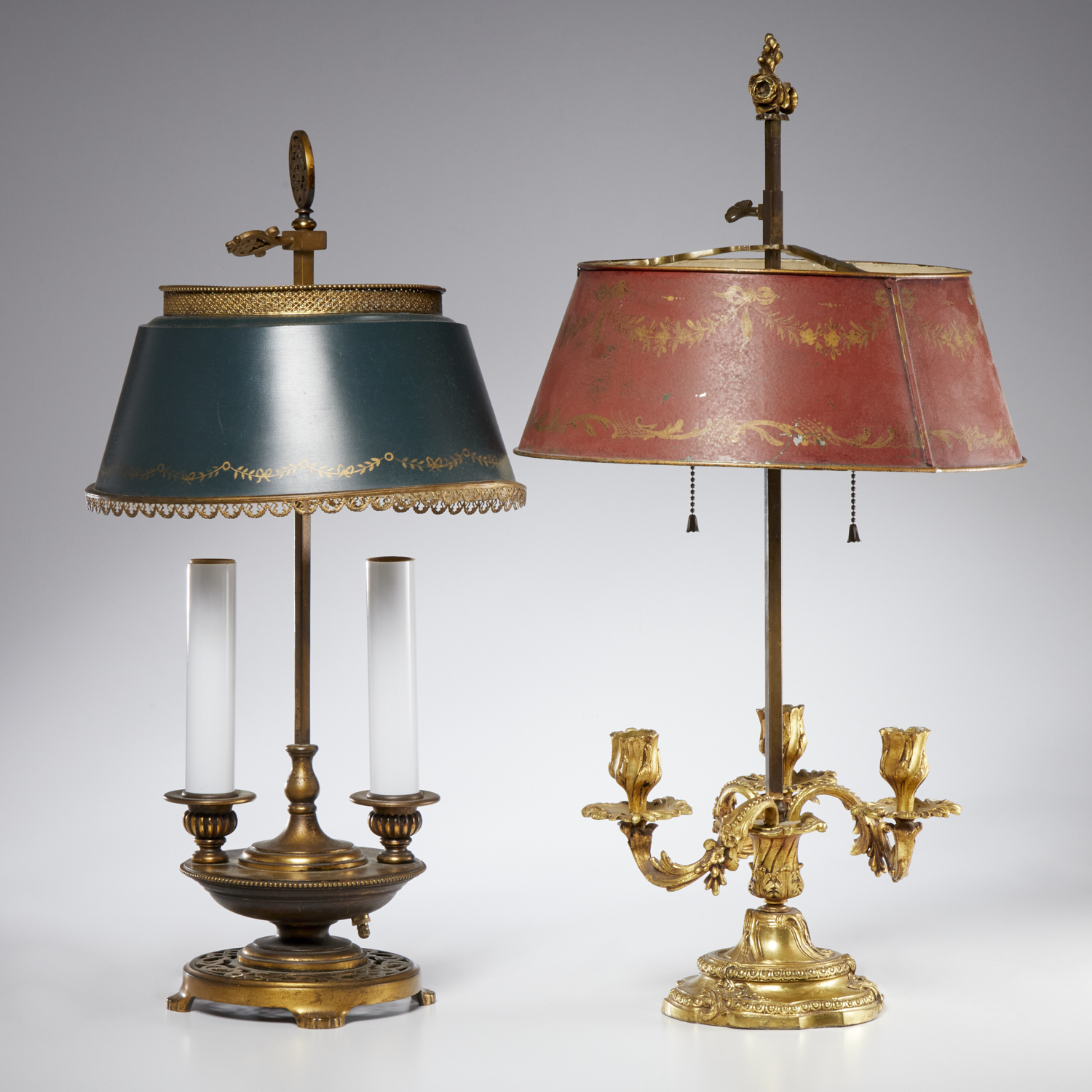 (2) BRONZE BOUILLOTTE LAMPS WITH