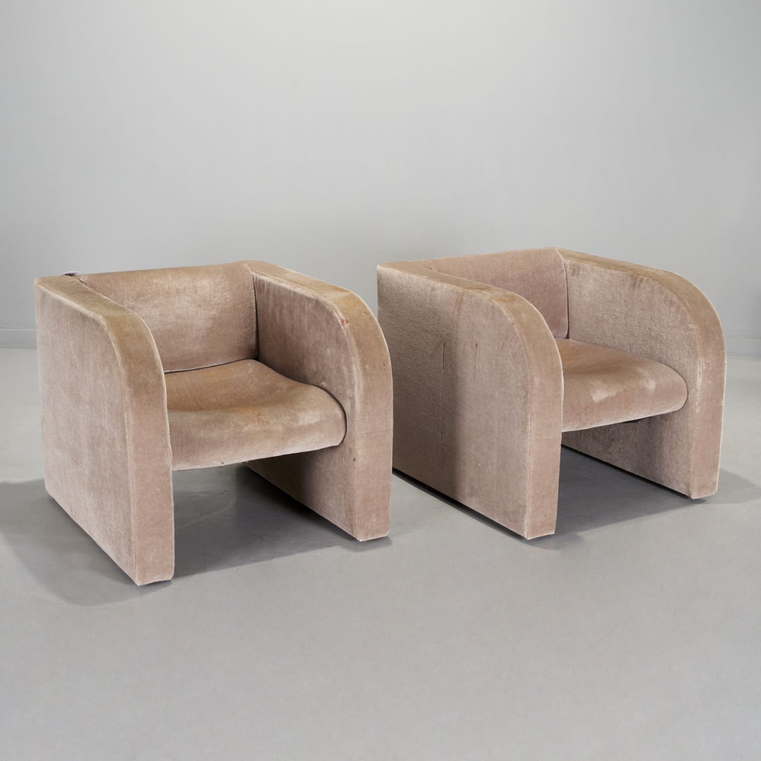 PAIR KAGAN STYLE MOHAIR UPHOLSTERED