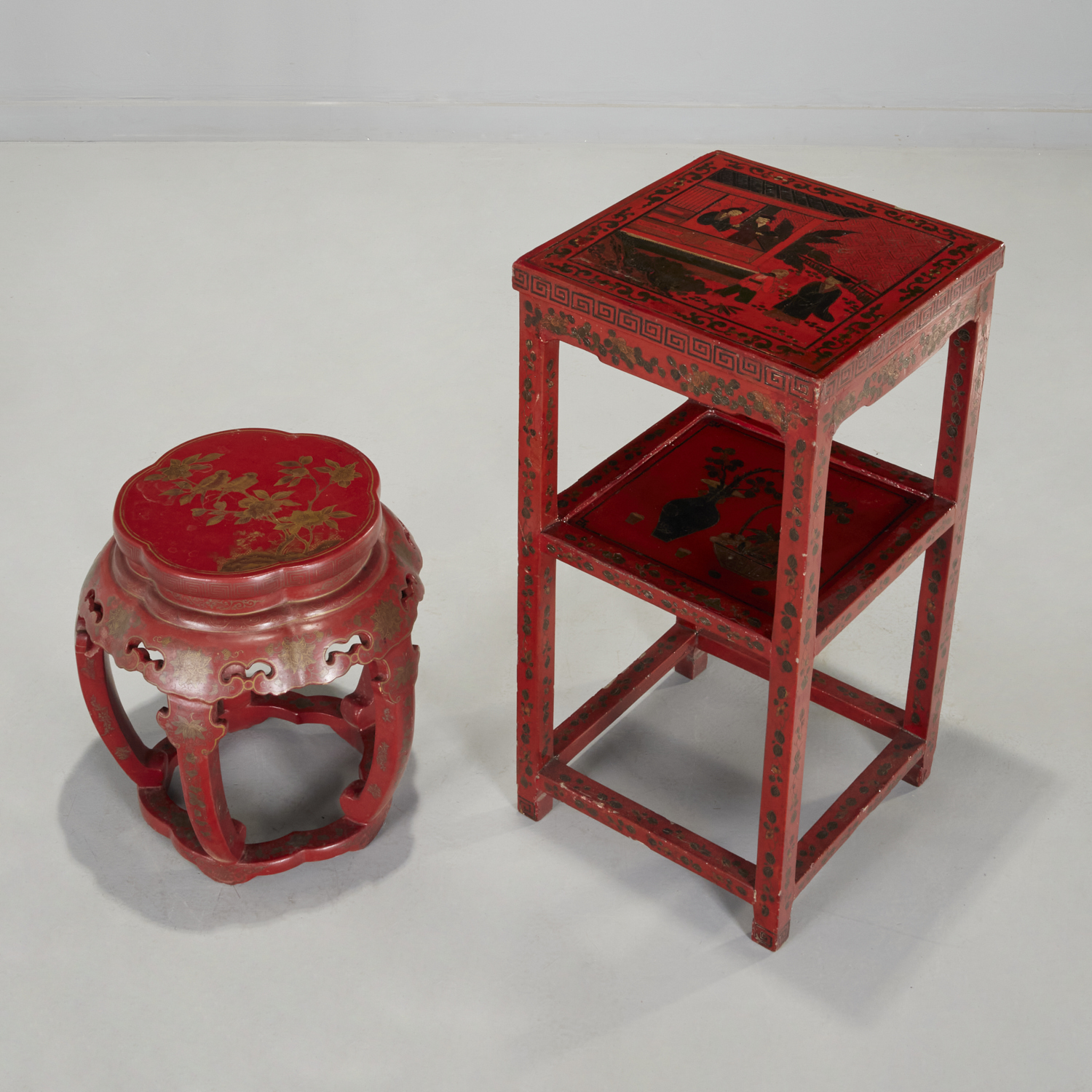 CHINESE RED LACQUERED TIERED TABLE