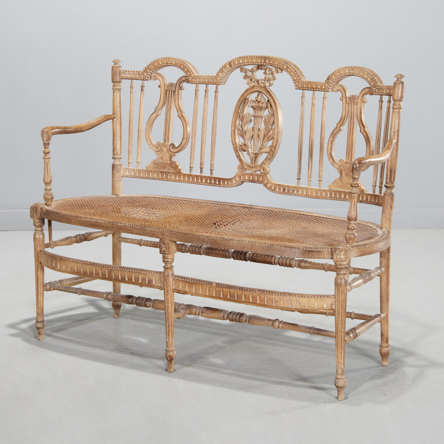 GUSTAVIAN STYLE CARVED PINE SETTEE